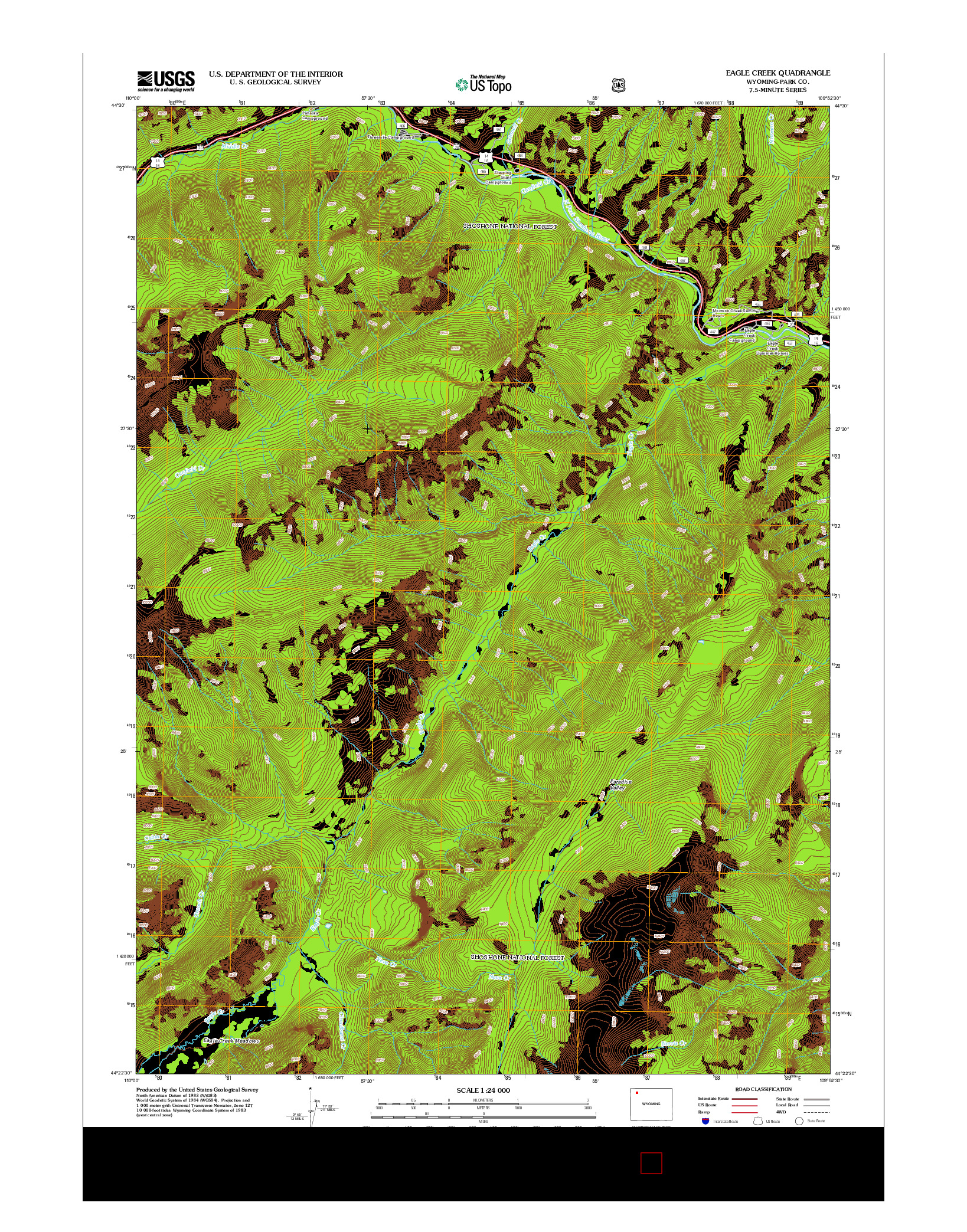 USGS US TOPO 7.5-MINUTE MAP FOR EAGLE CREEK, WY 2012