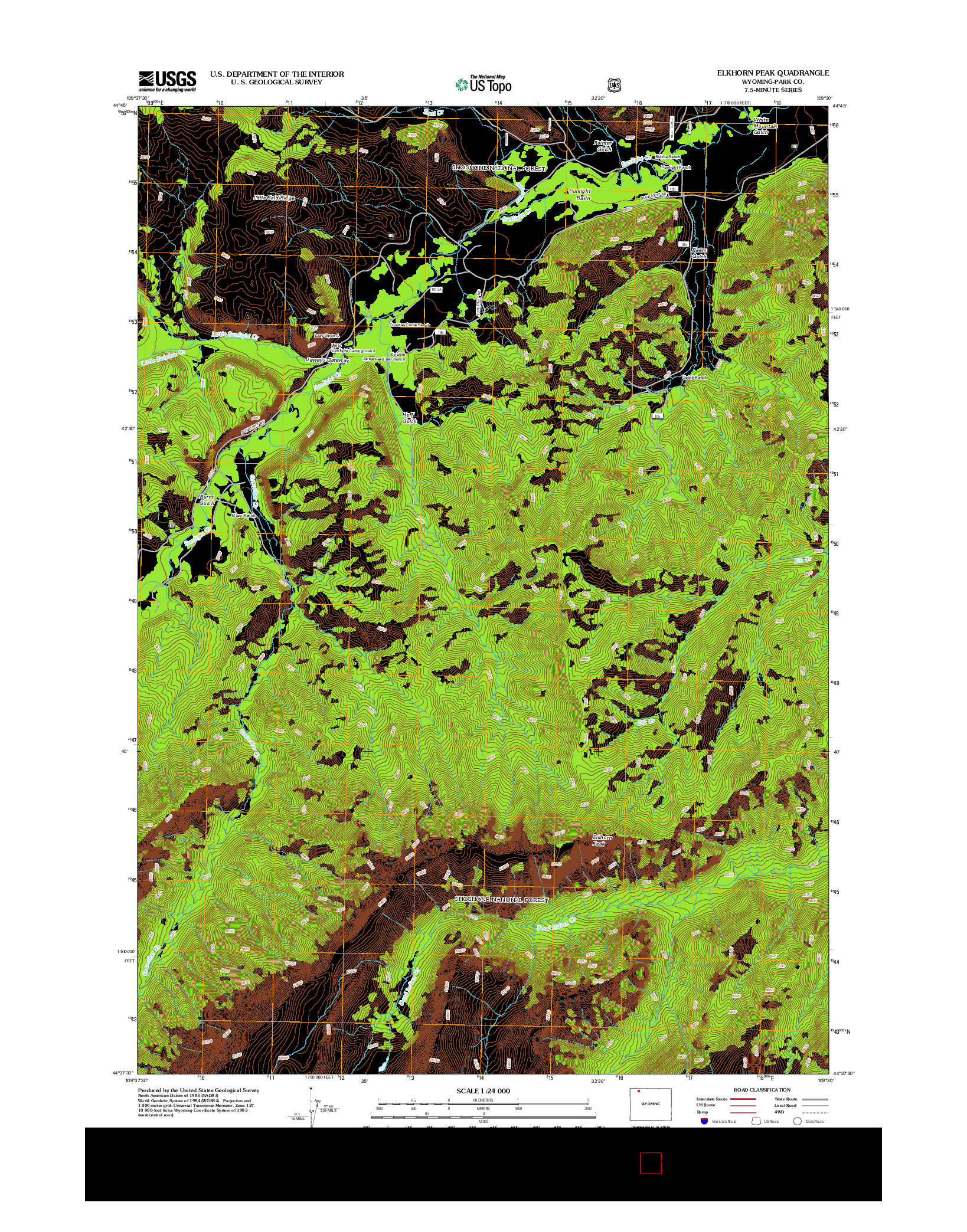 USGS US TOPO 7.5-MINUTE MAP FOR ELKHORN PEAK, WY 2012