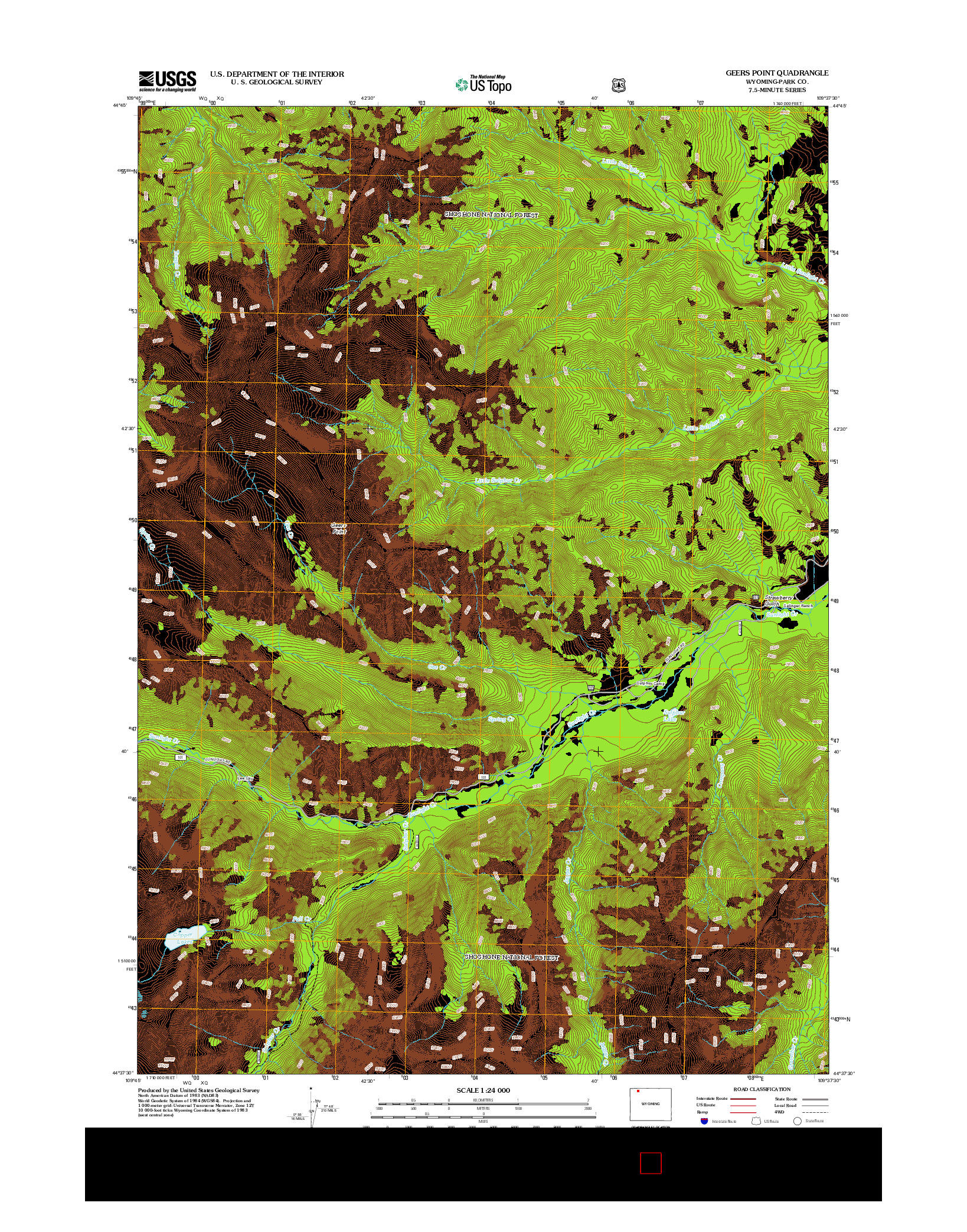 USGS US TOPO 7.5-MINUTE MAP FOR GEERS POINT, WY 2012