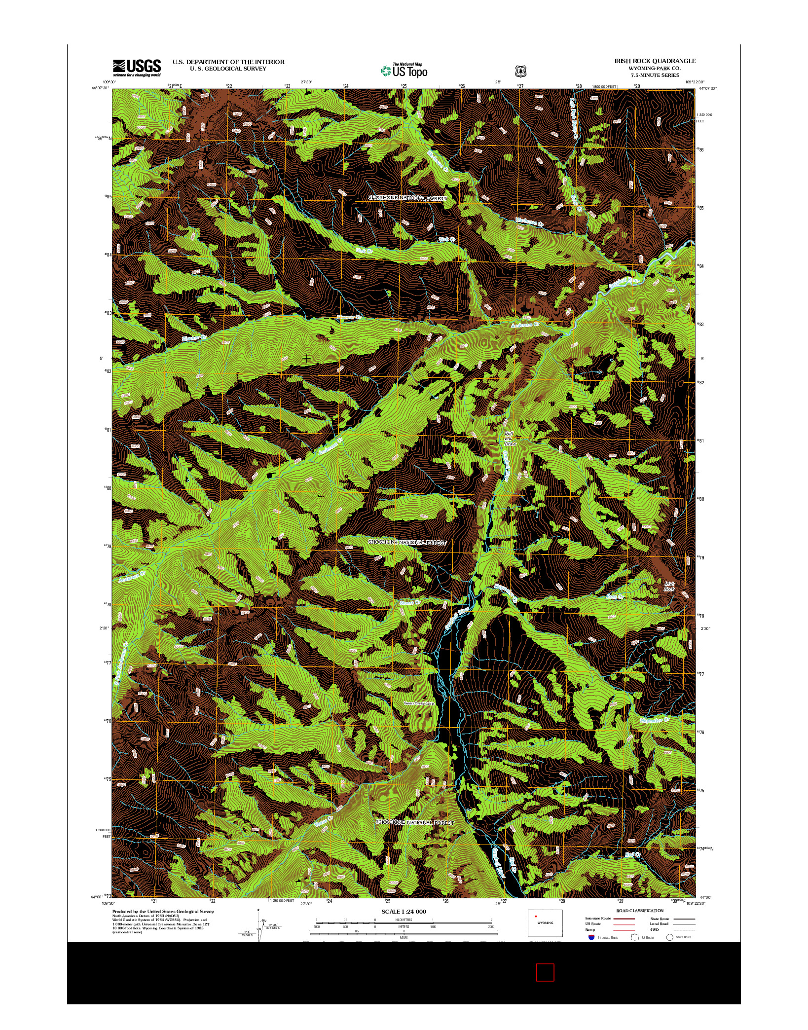 USGS US TOPO 7.5-MINUTE MAP FOR IRISH ROCK, WY 2012