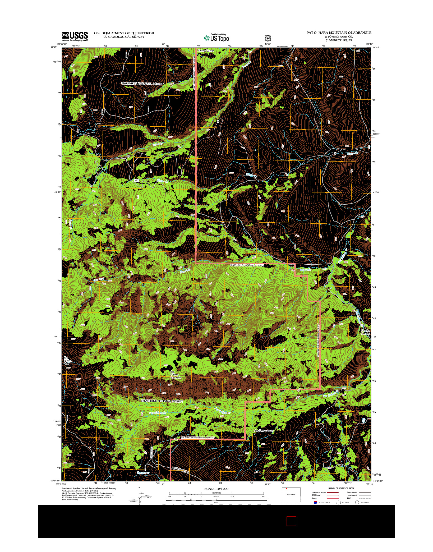 USGS US TOPO 7.5-MINUTE MAP FOR PAT O' HARA MOUNTAIN, WY 2012