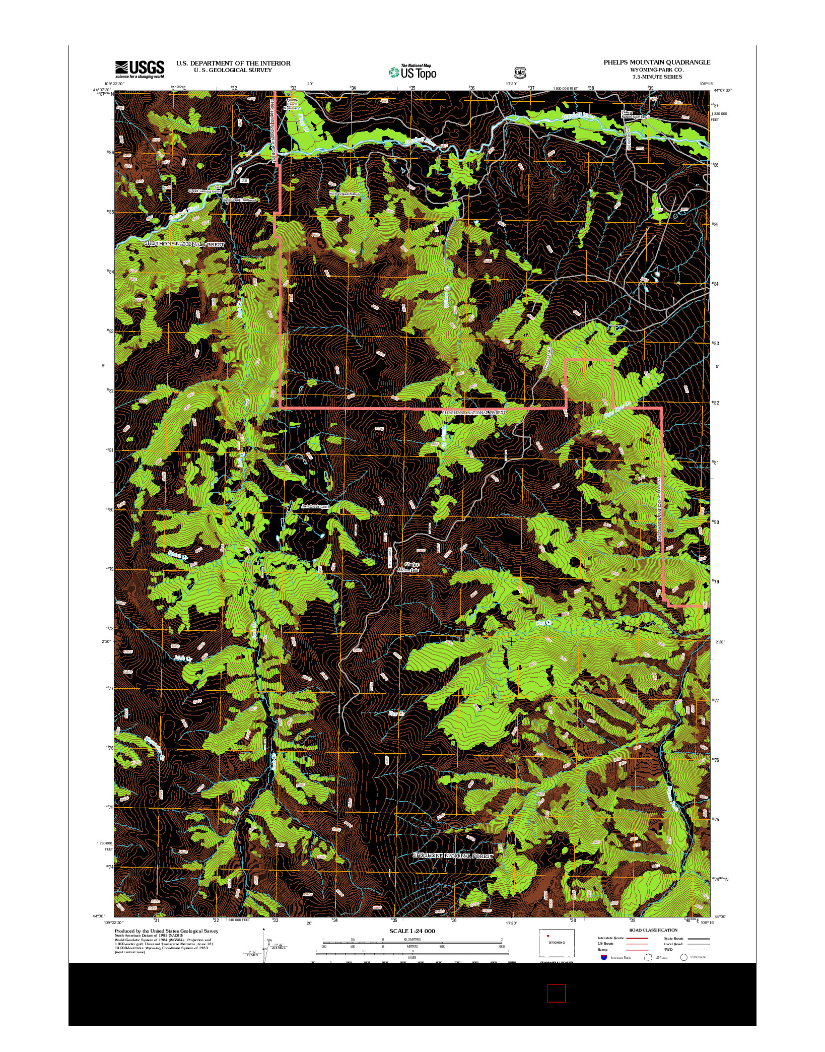 USGS US TOPO 7.5-MINUTE MAP FOR PHELPS MOUNTAIN, WY 2012