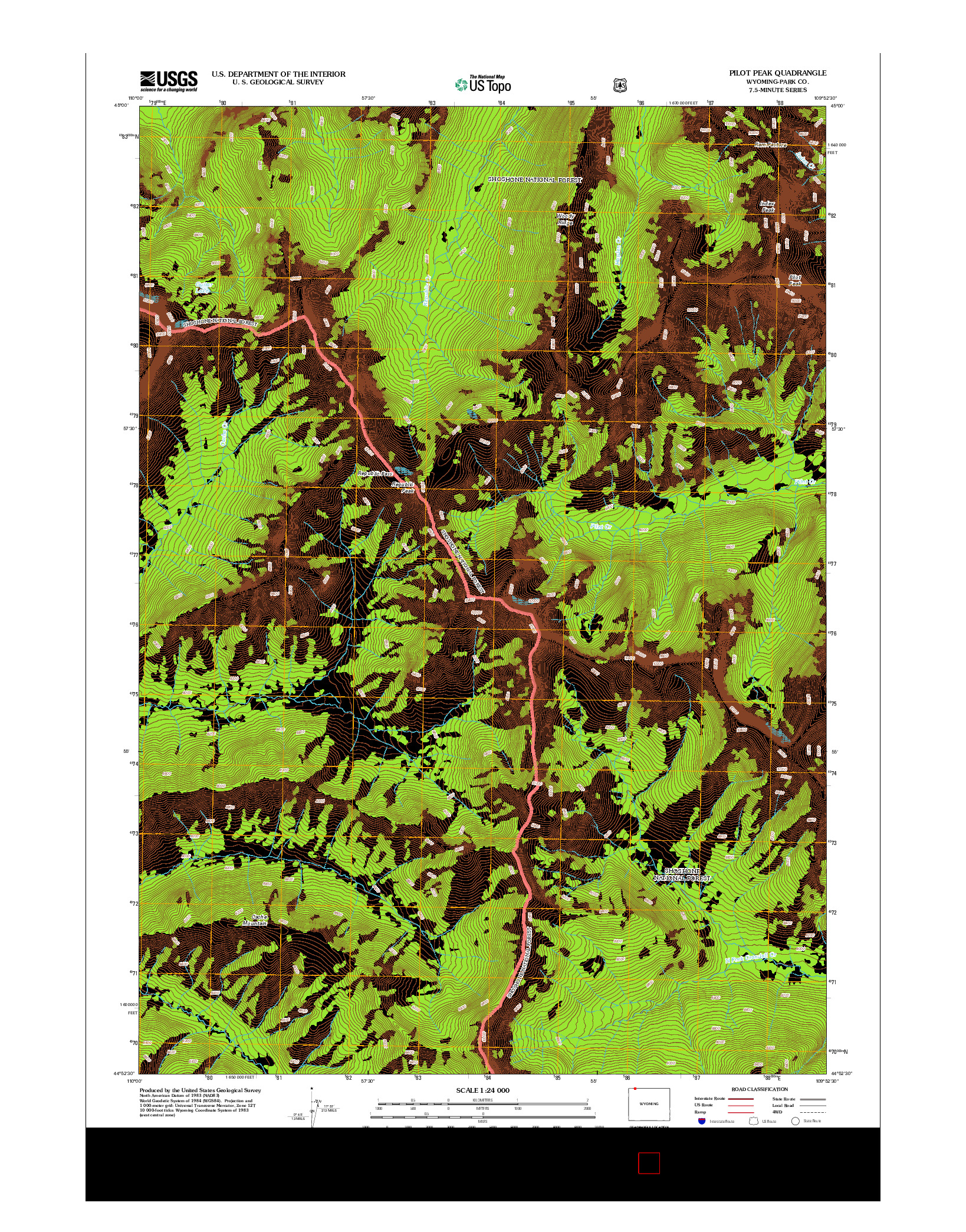 USGS US TOPO 7.5-MINUTE MAP FOR PILOT PEAK, WY 2012