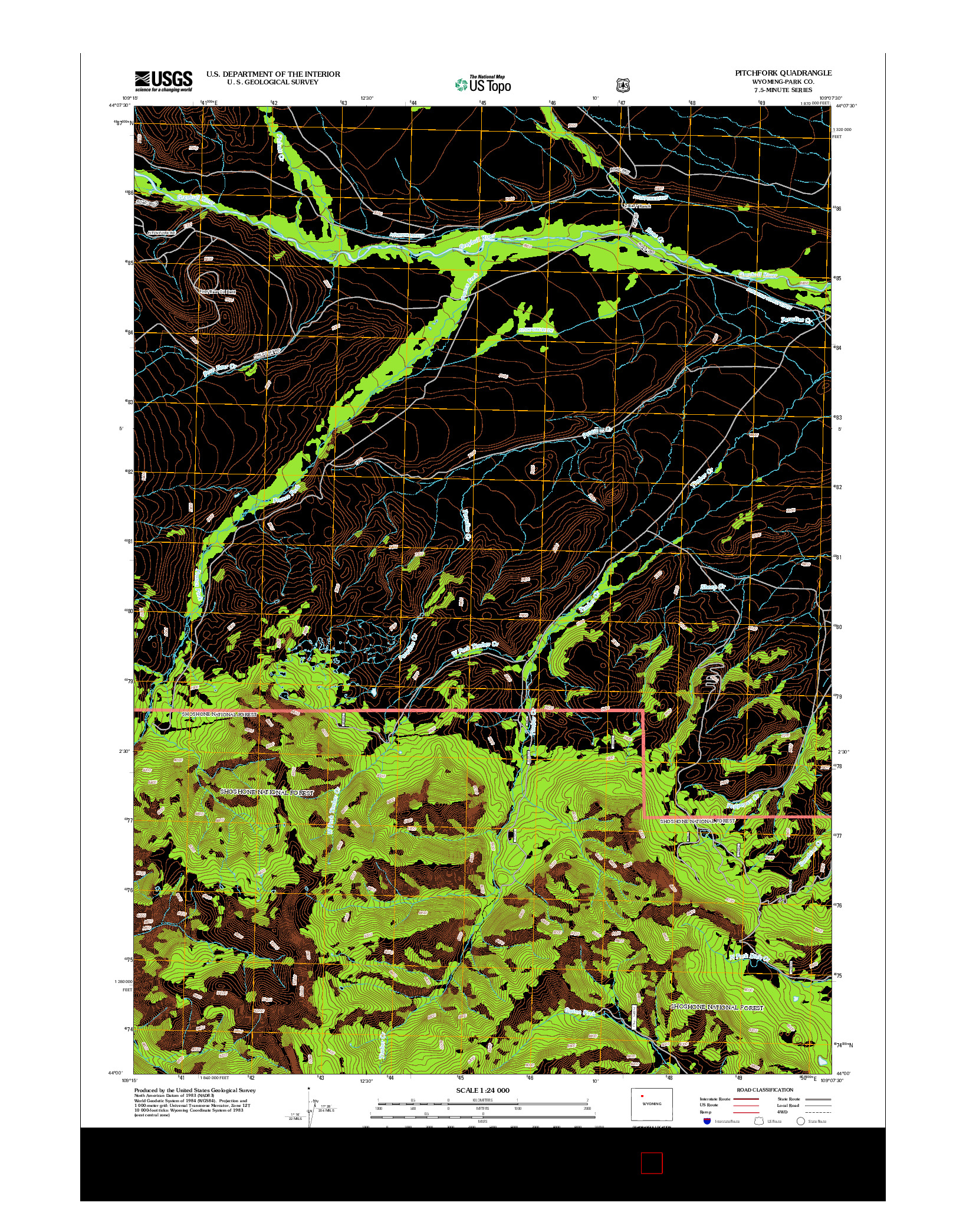 USGS US TOPO 7.5-MINUTE MAP FOR PITCHFORK, WY 2012