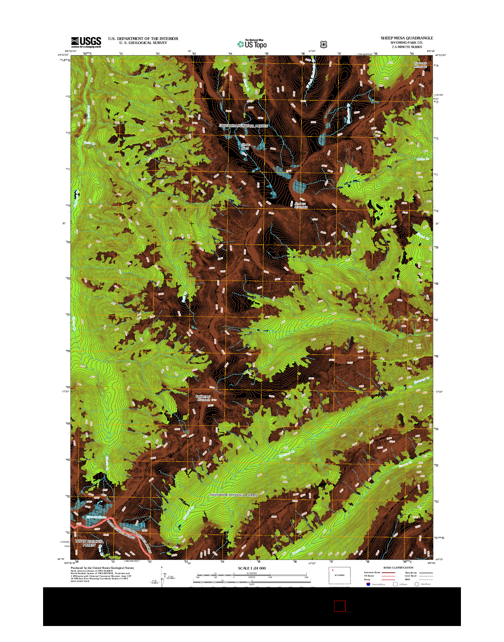 USGS US TOPO 7.5-MINUTE MAP FOR SHEEP MESA, WY 2012