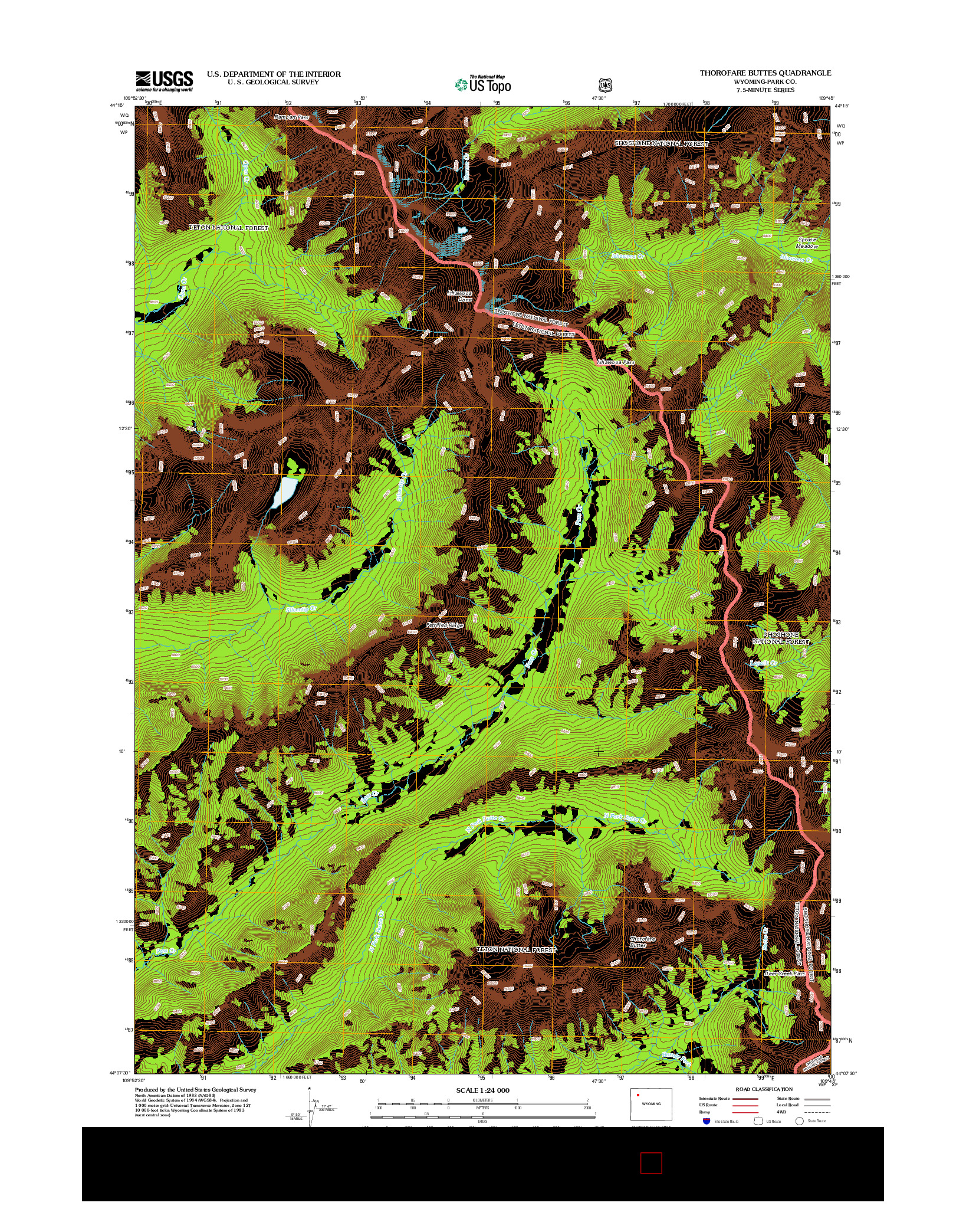 USGS US TOPO 7.5-MINUTE MAP FOR THOROFARE BUTTES, WY 2012