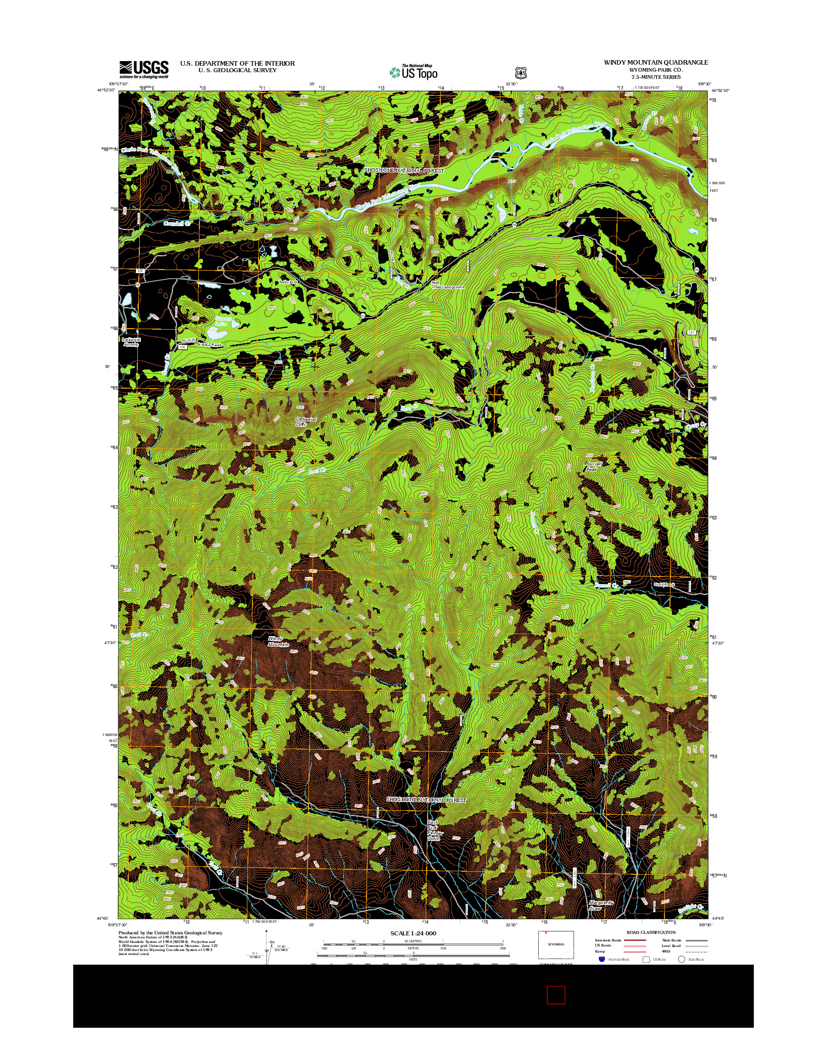 USGS US TOPO 7.5-MINUTE MAP FOR WINDY MOUNTAIN, WY 2012