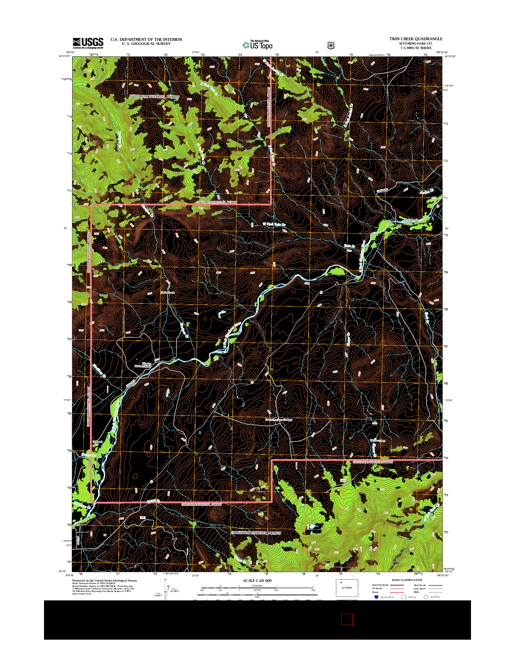 USGS US TOPO 7.5-MINUTE MAP FOR TWIN CREEK, WY 2012