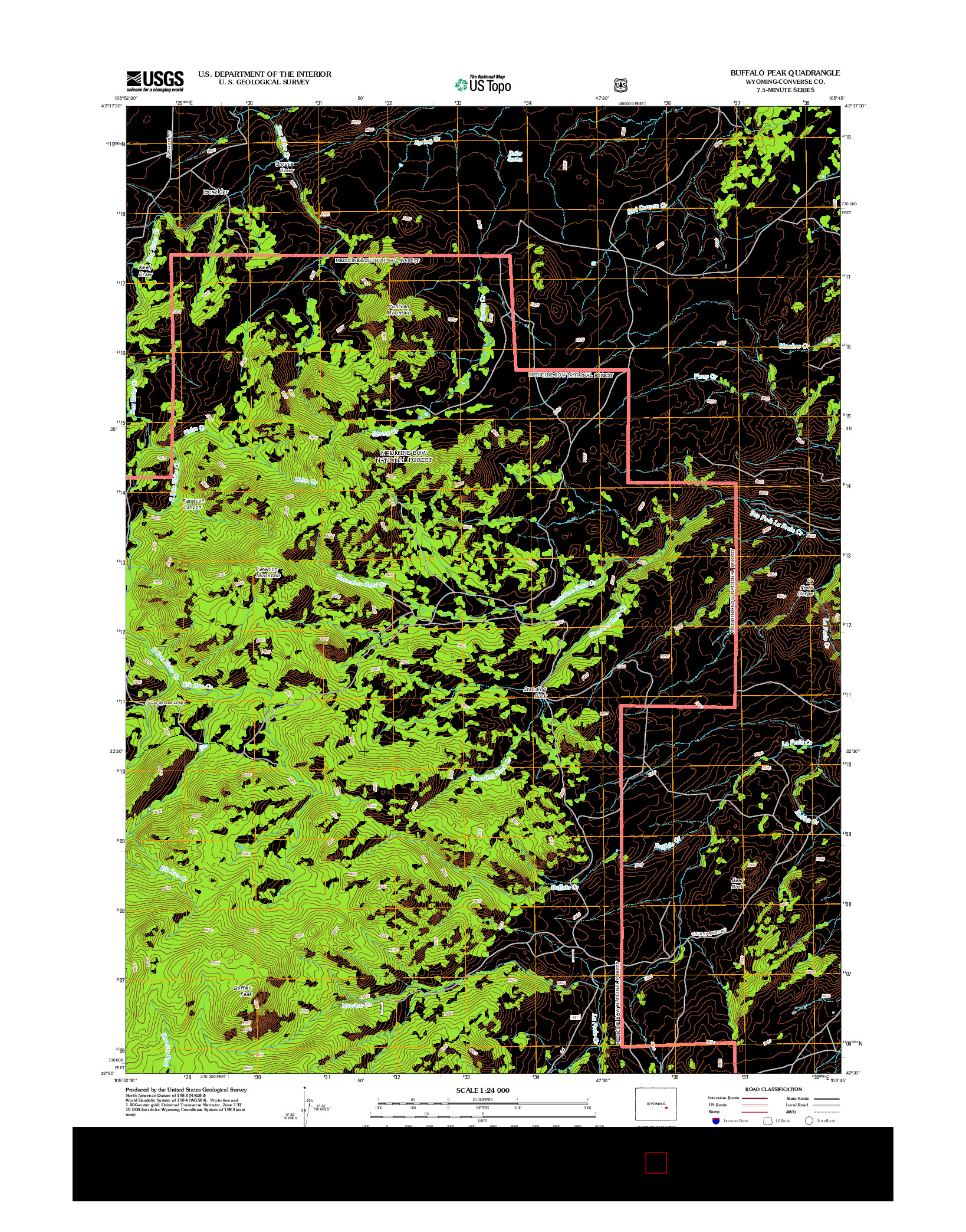 USGS US TOPO 7.5-MINUTE MAP FOR BUFFALO PEAK, WY 2012