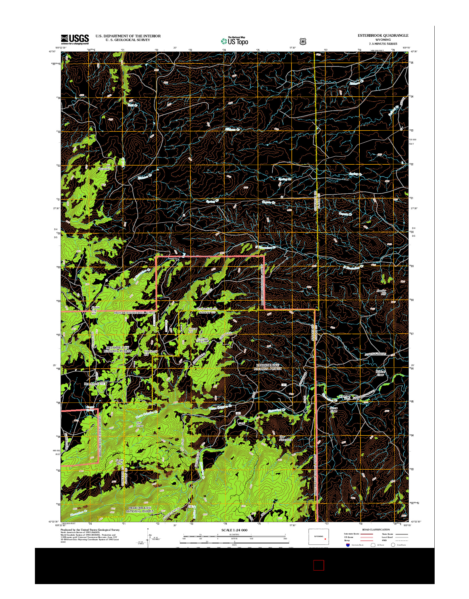 USGS US TOPO 7.5-MINUTE MAP FOR ESTERBROOK, WY 2012