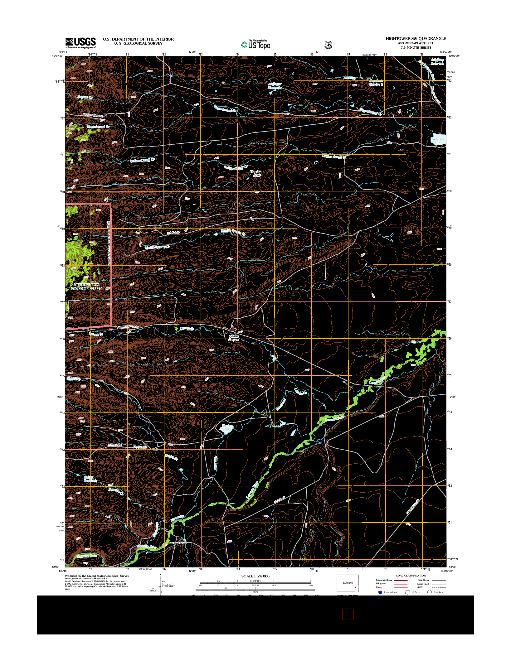 USGS US TOPO 7.5-MINUTE MAP FOR HIGHTOWER SW, WY 2012