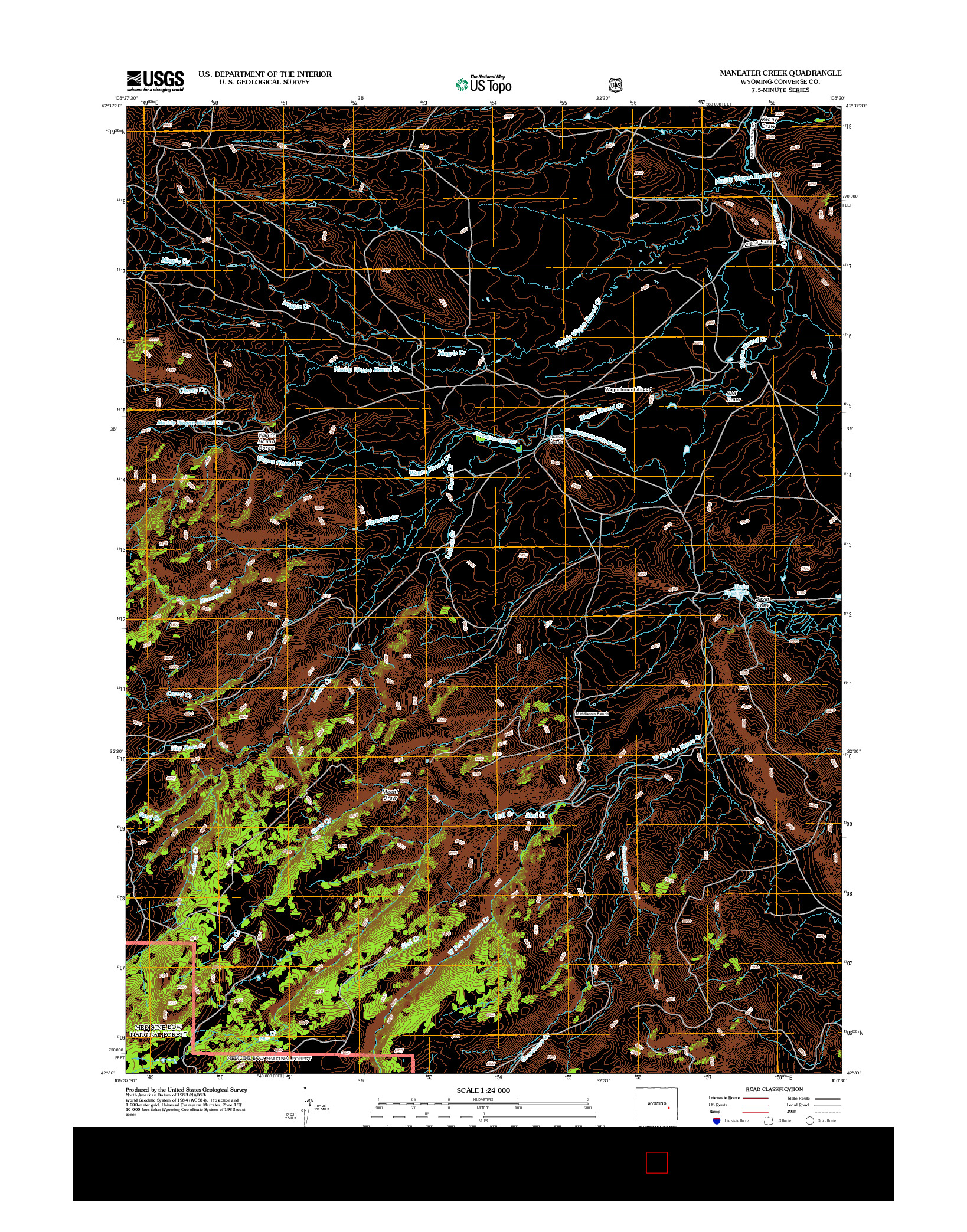 USGS US TOPO 7.5-MINUTE MAP FOR MANEATER CREEK, WY 2012