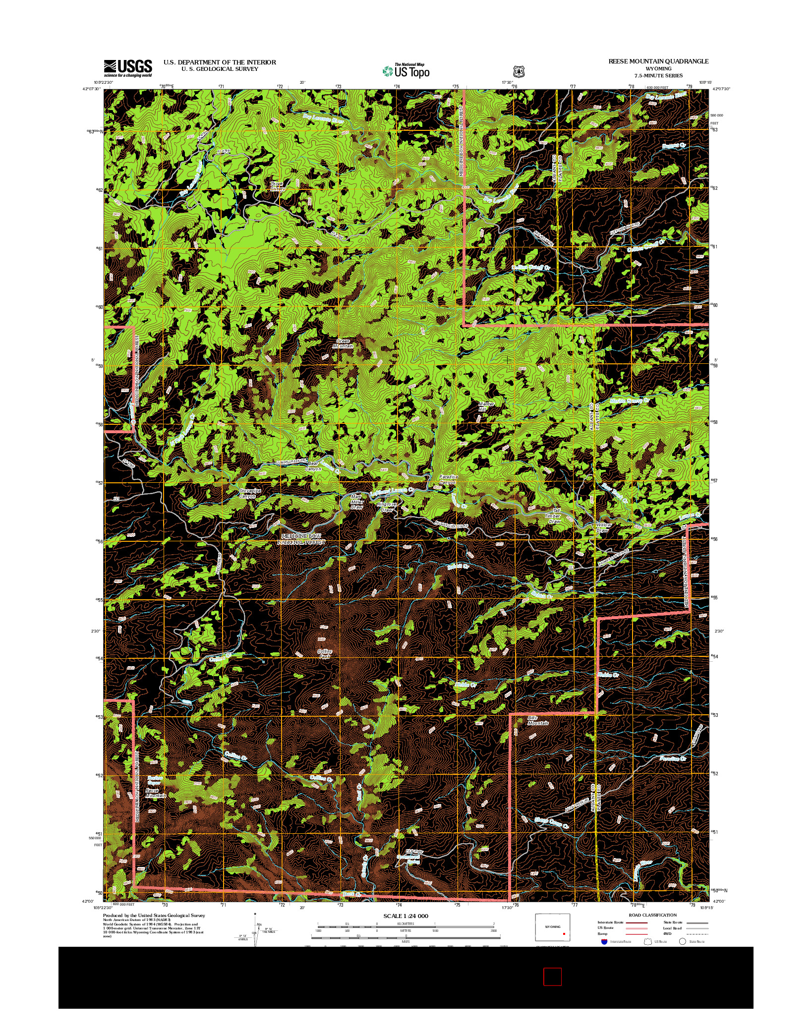 USGS US TOPO 7.5-MINUTE MAP FOR REESE MOUNTAIN, WY 2012