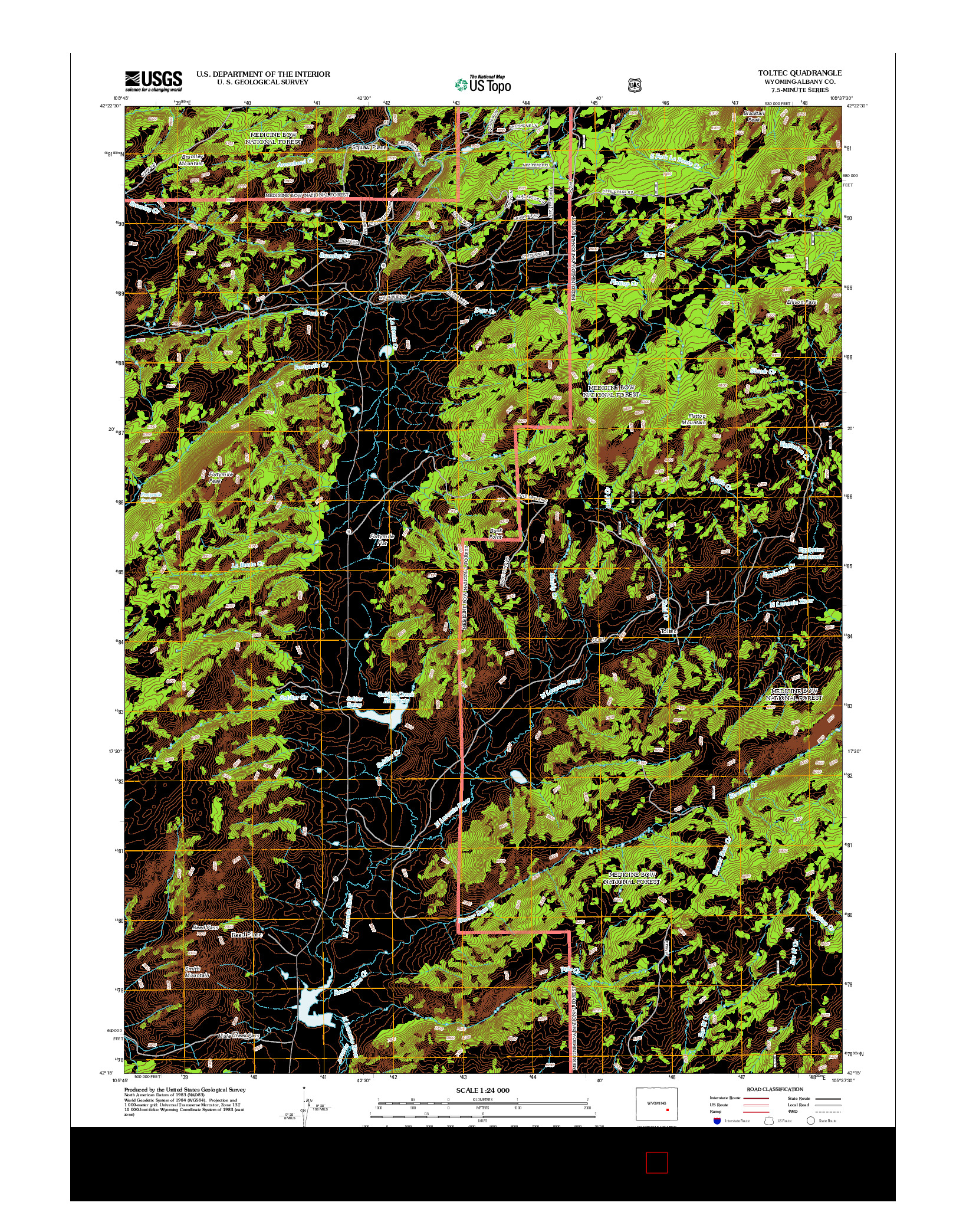 USGS US TOPO 7.5-MINUTE MAP FOR TOLTEC, WY 2012