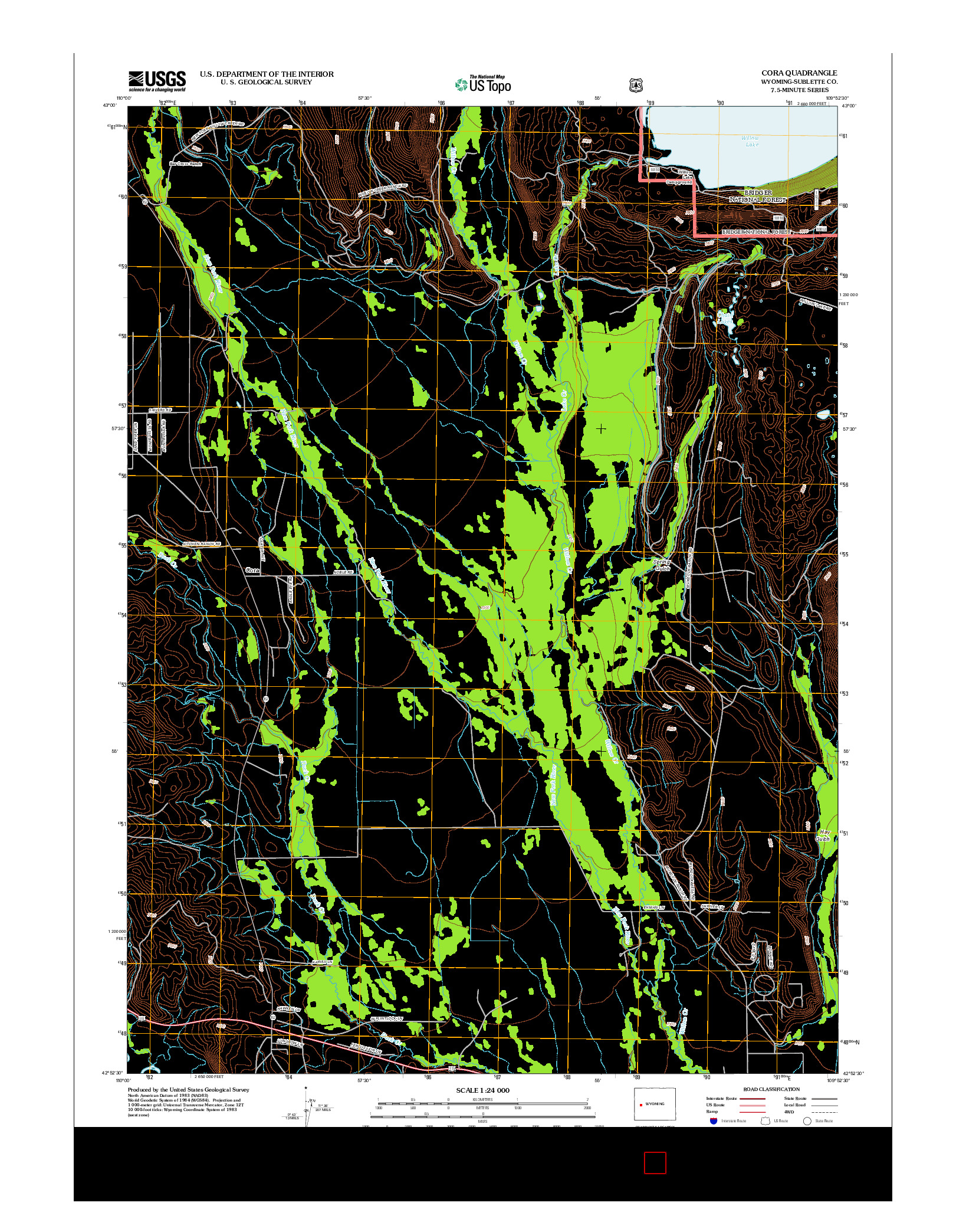 USGS US TOPO 7.5-MINUTE MAP FOR CORA, WY 2012