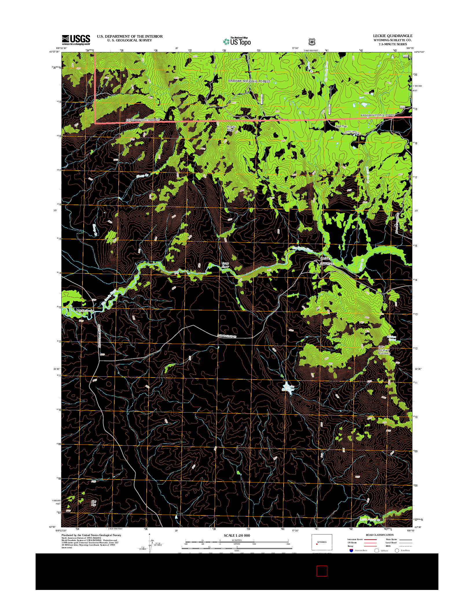 USGS US TOPO 7.5-MINUTE MAP FOR LECKIE, WY 2012