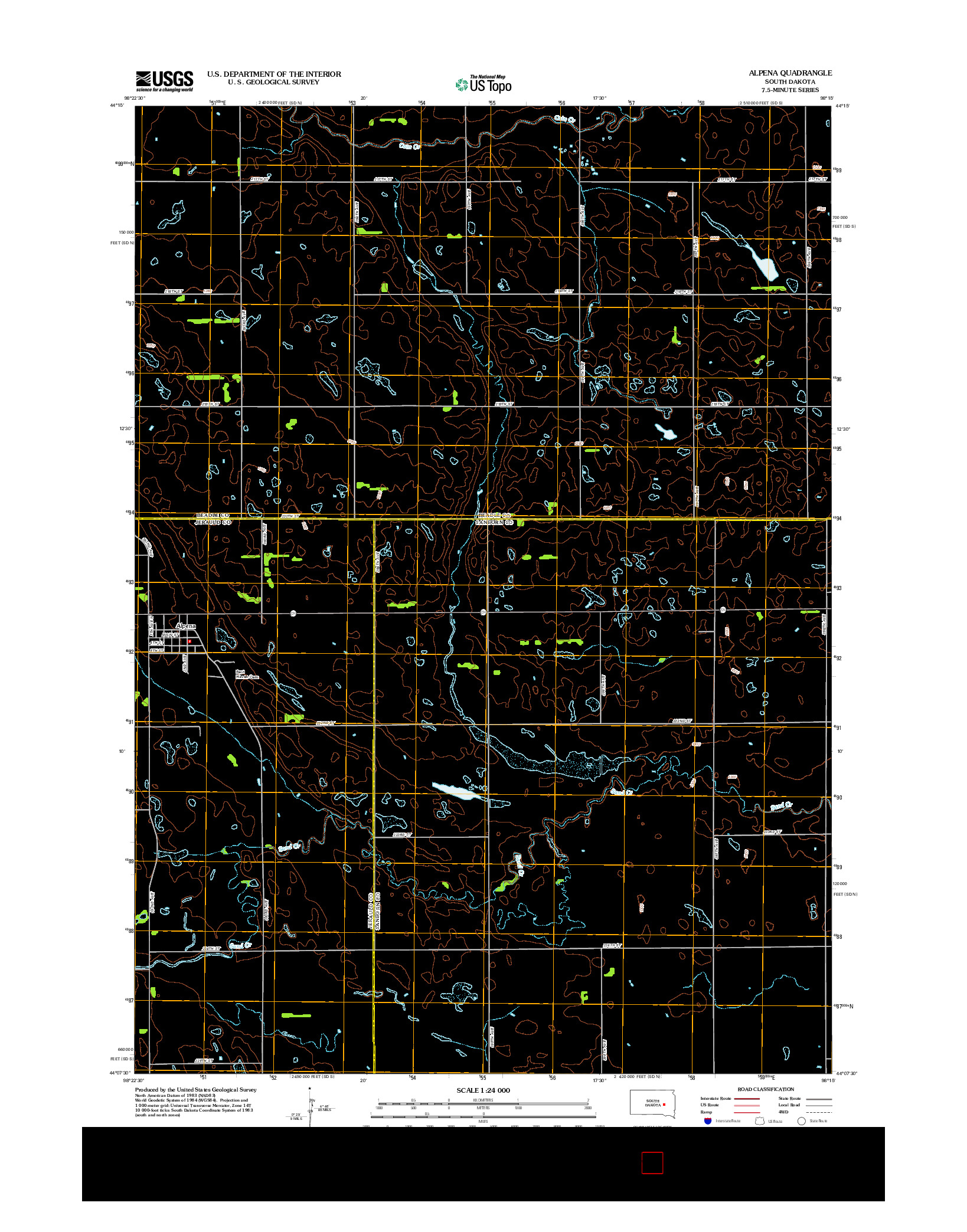 USGS US TOPO 7.5-MINUTE MAP FOR ALPENA, SD 2012