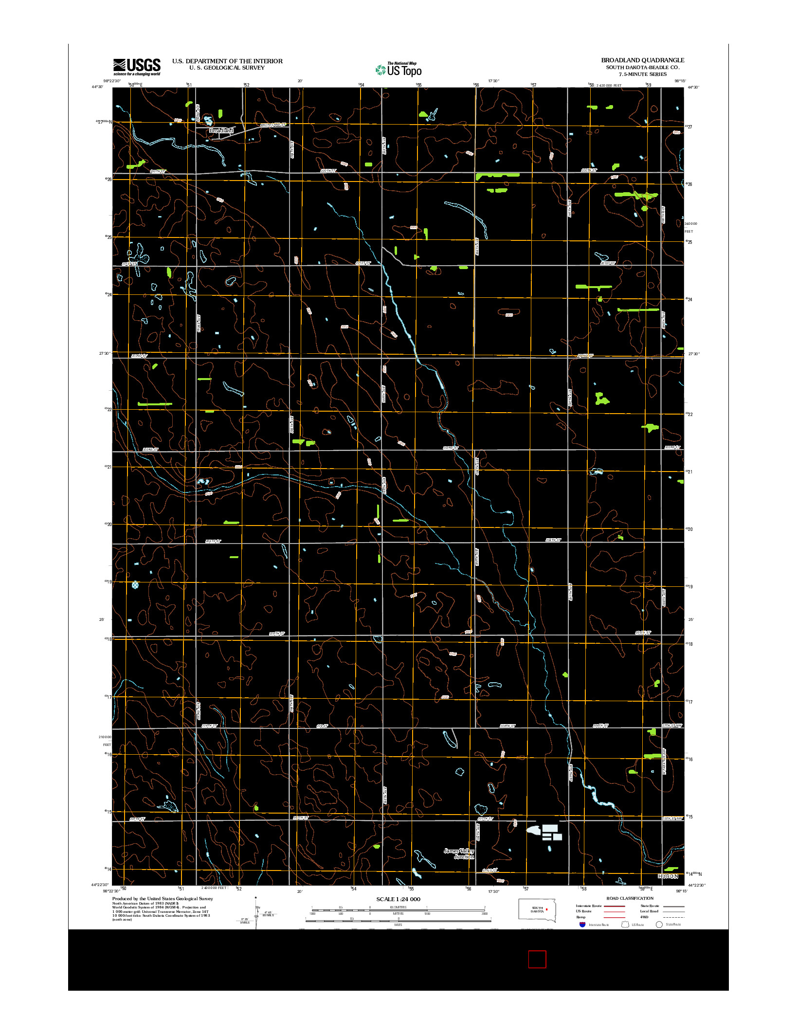 USGS US TOPO 7.5-MINUTE MAP FOR BROADLAND, SD 2012