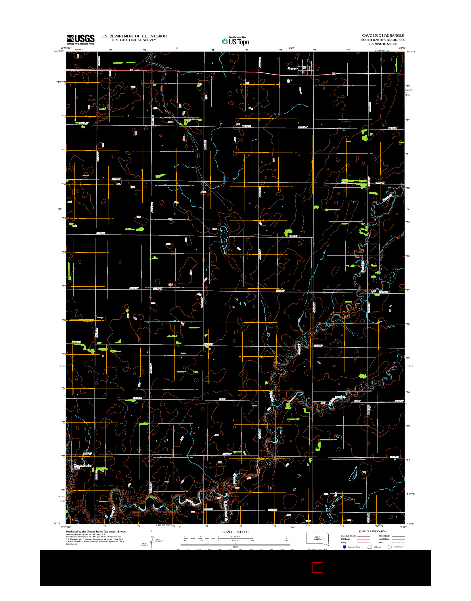 USGS US TOPO 7.5-MINUTE MAP FOR CAVOUR, SD 2012