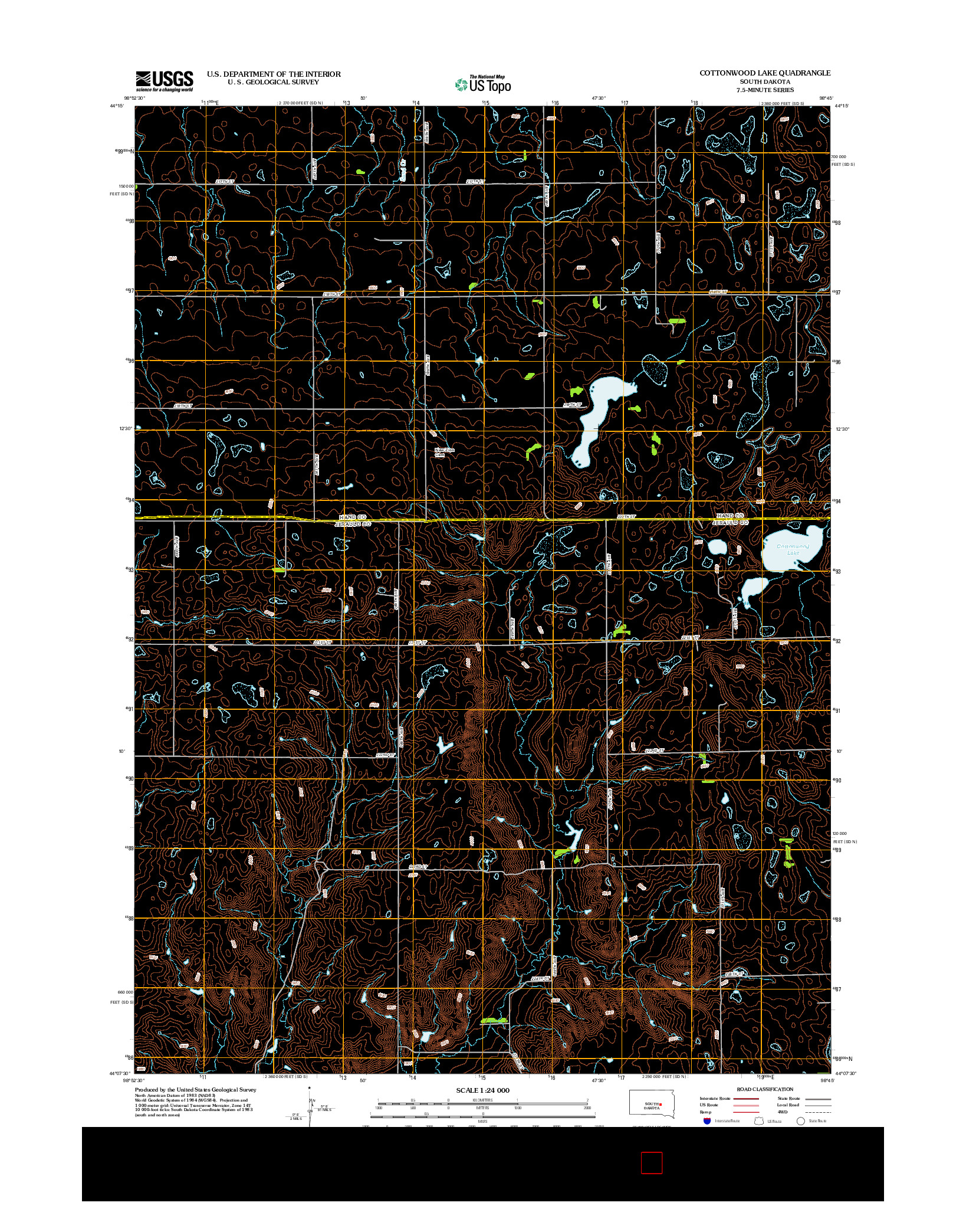 USGS US TOPO 7.5-MINUTE MAP FOR COTTONWOOD LAKE, SD 2012