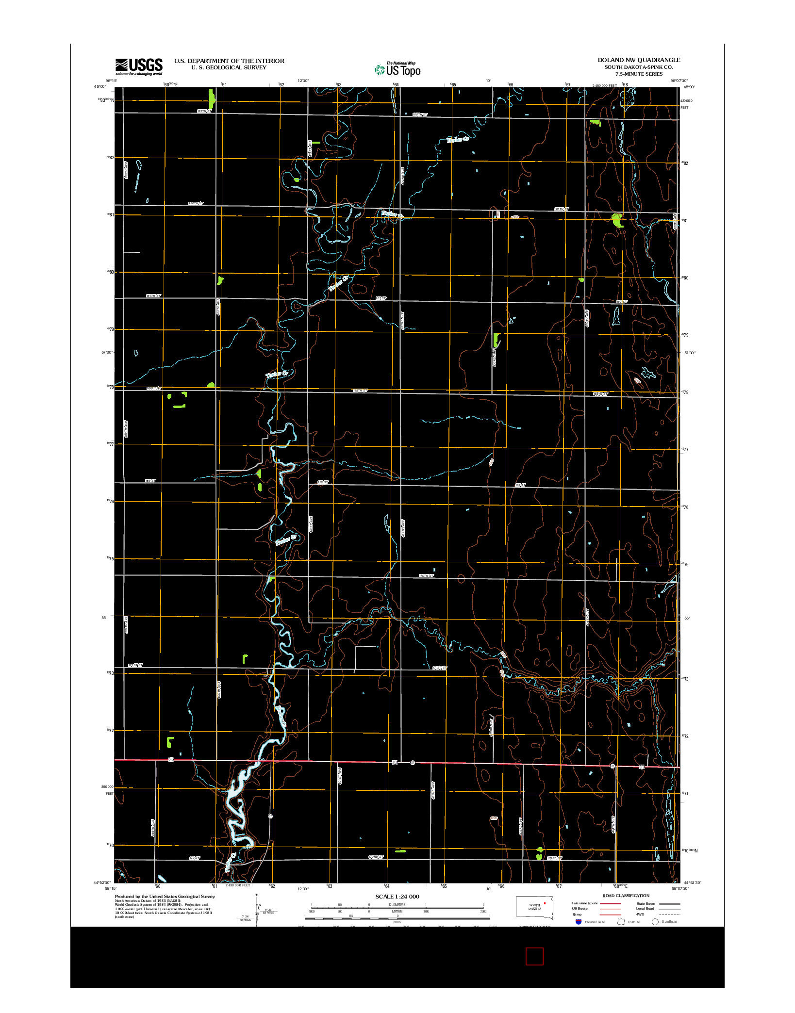 USGS US TOPO 7.5-MINUTE MAP FOR DOLAND NW, SD 2012