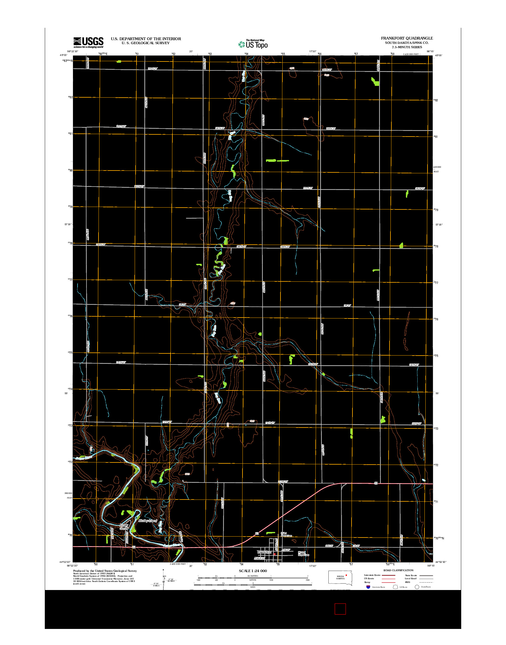 USGS US TOPO 7.5-MINUTE MAP FOR FRANKFORT, SD 2012