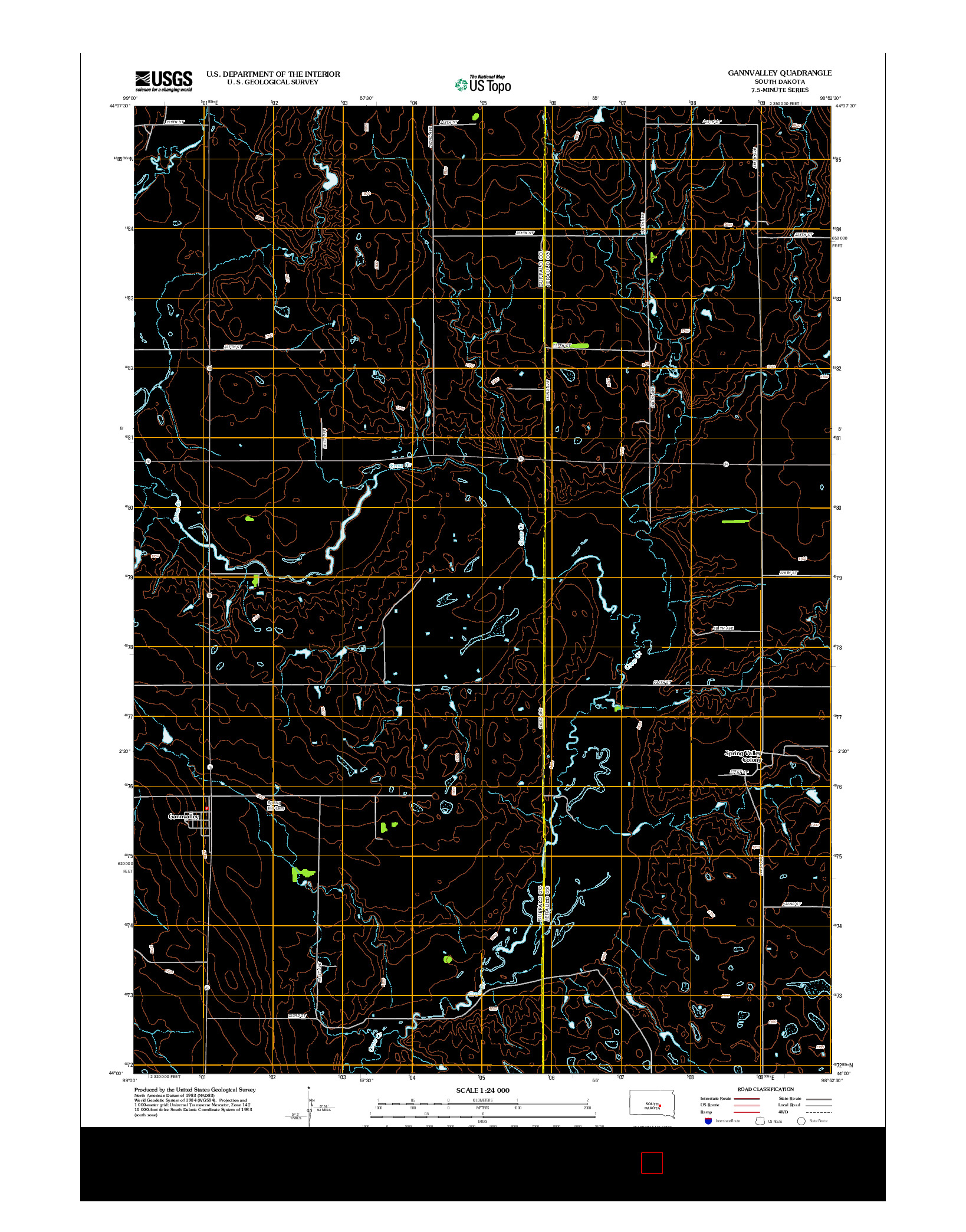 USGS US TOPO 7.5-MINUTE MAP FOR GANNVALLEY, SD 2012