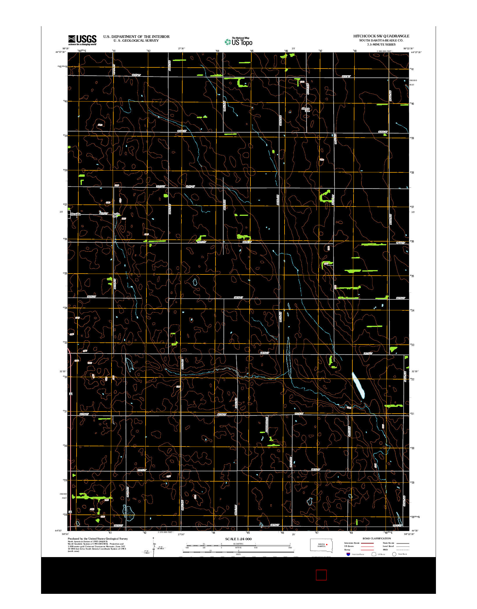 USGS US TOPO 7.5-MINUTE MAP FOR HITCHCOCK SW, SD 2012