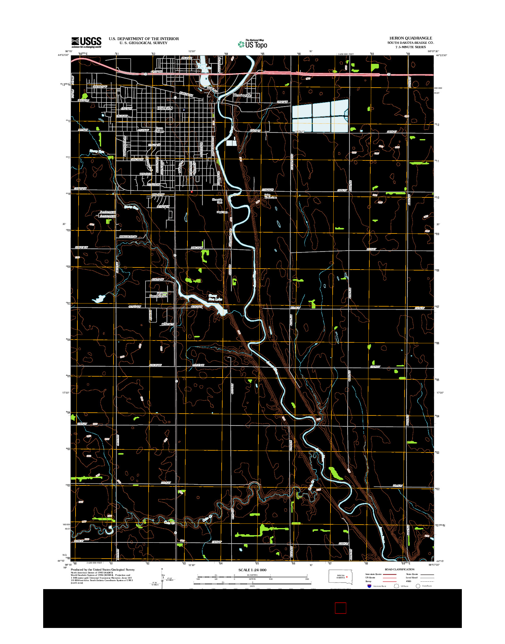 USGS US TOPO 7.5-MINUTE MAP FOR HURON, SD 2012