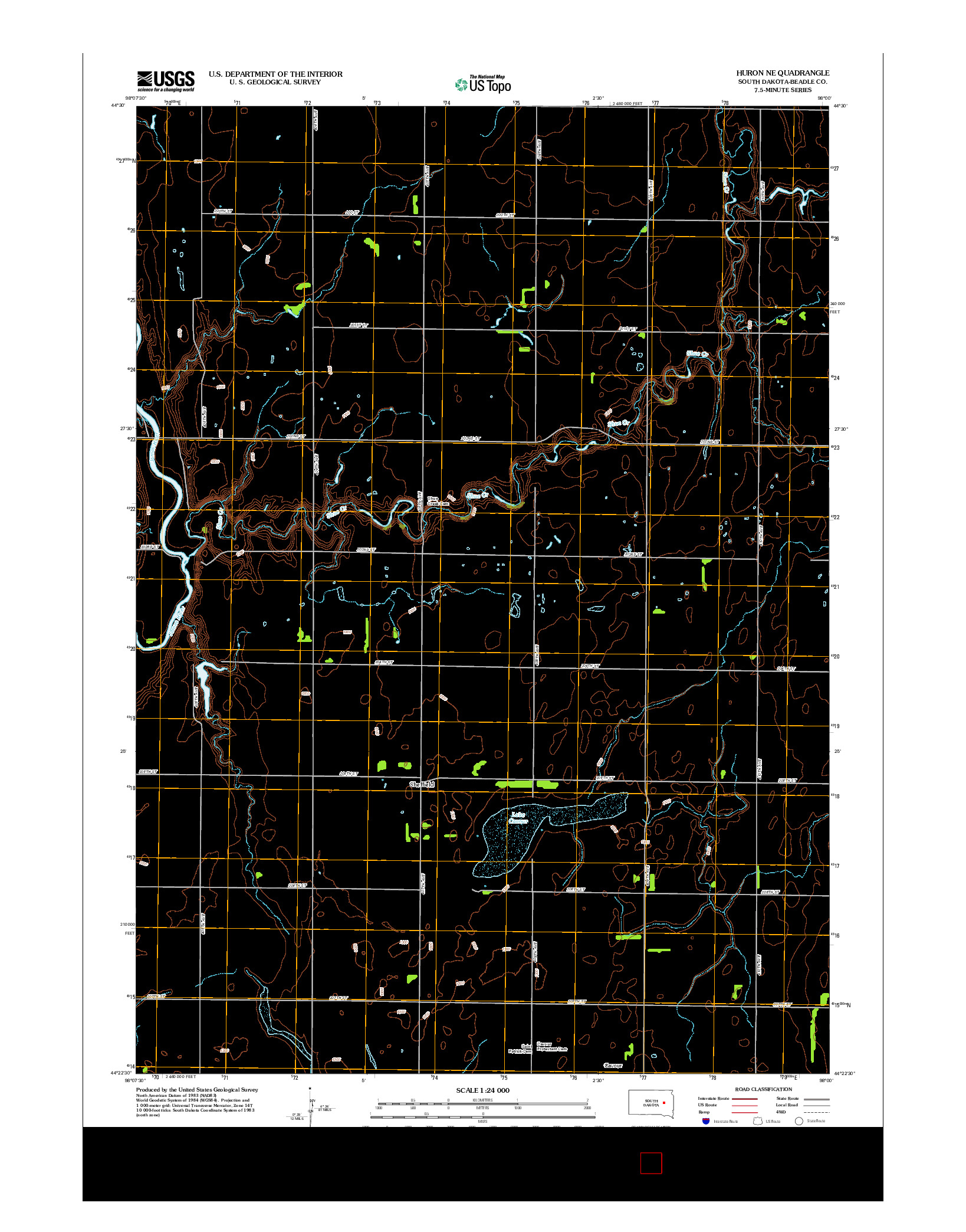 USGS US TOPO 7.5-MINUTE MAP FOR HURON NE, SD 2012