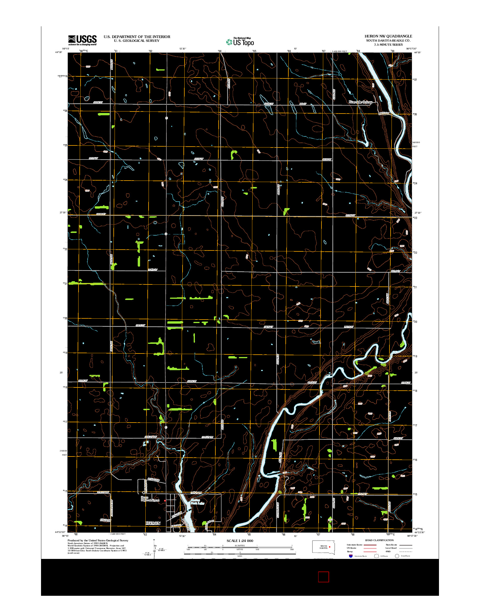 USGS US TOPO 7.5-MINUTE MAP FOR HURON NW, SD 2012