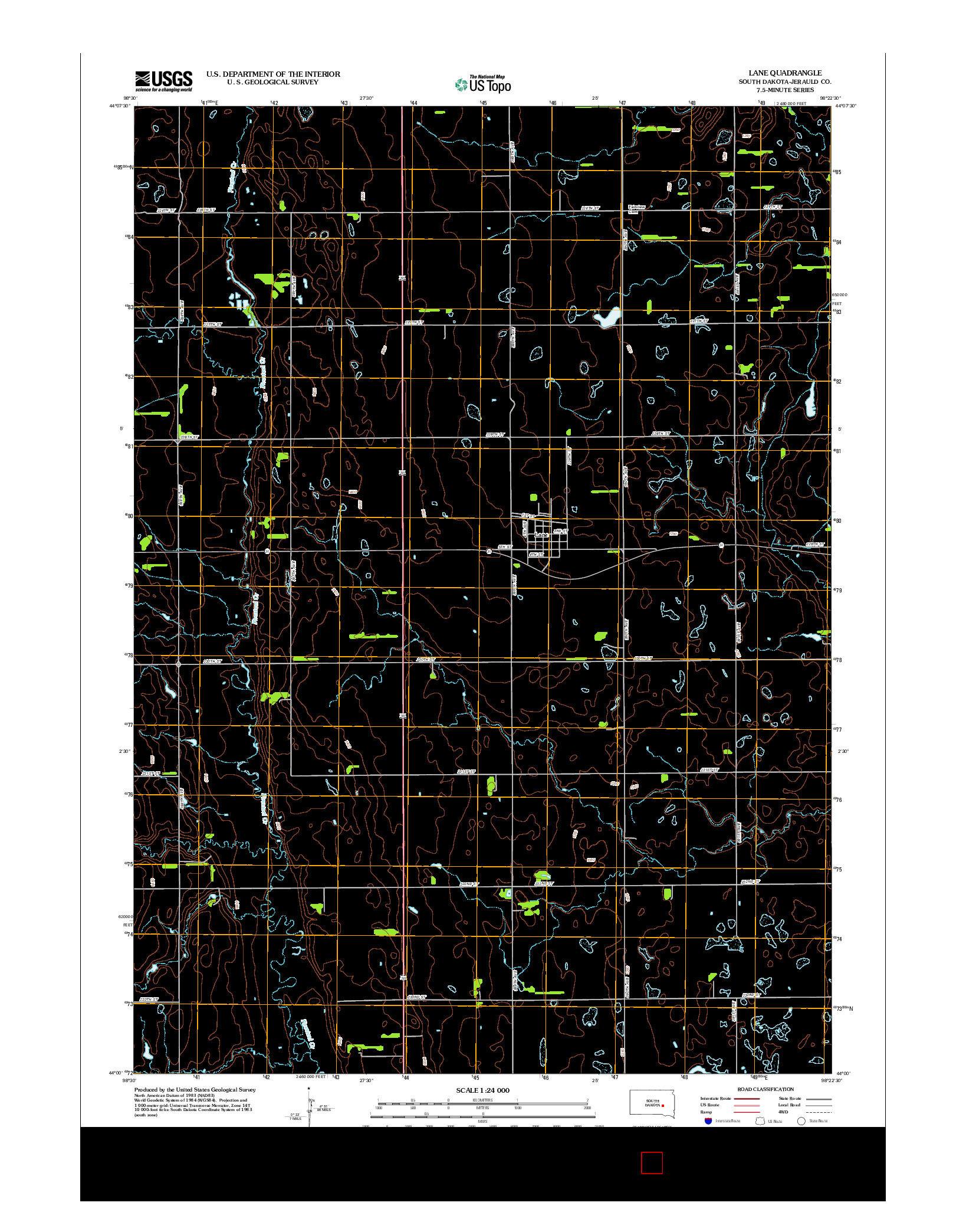 USGS US TOPO 7.5-MINUTE MAP FOR LANE, SD 2012