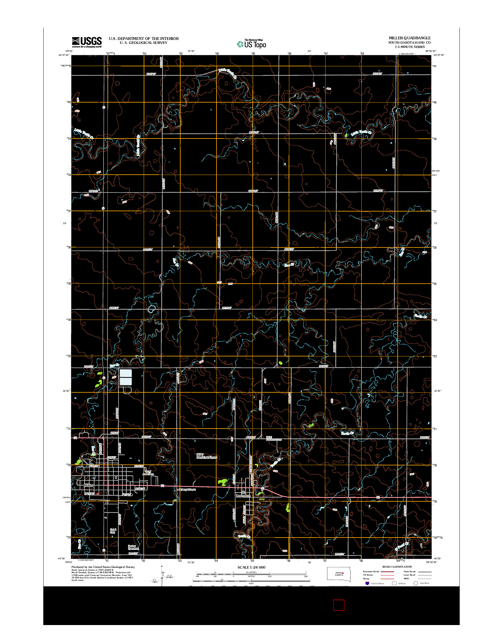 USGS US TOPO 7.5-MINUTE MAP FOR MILLER, SD 2012