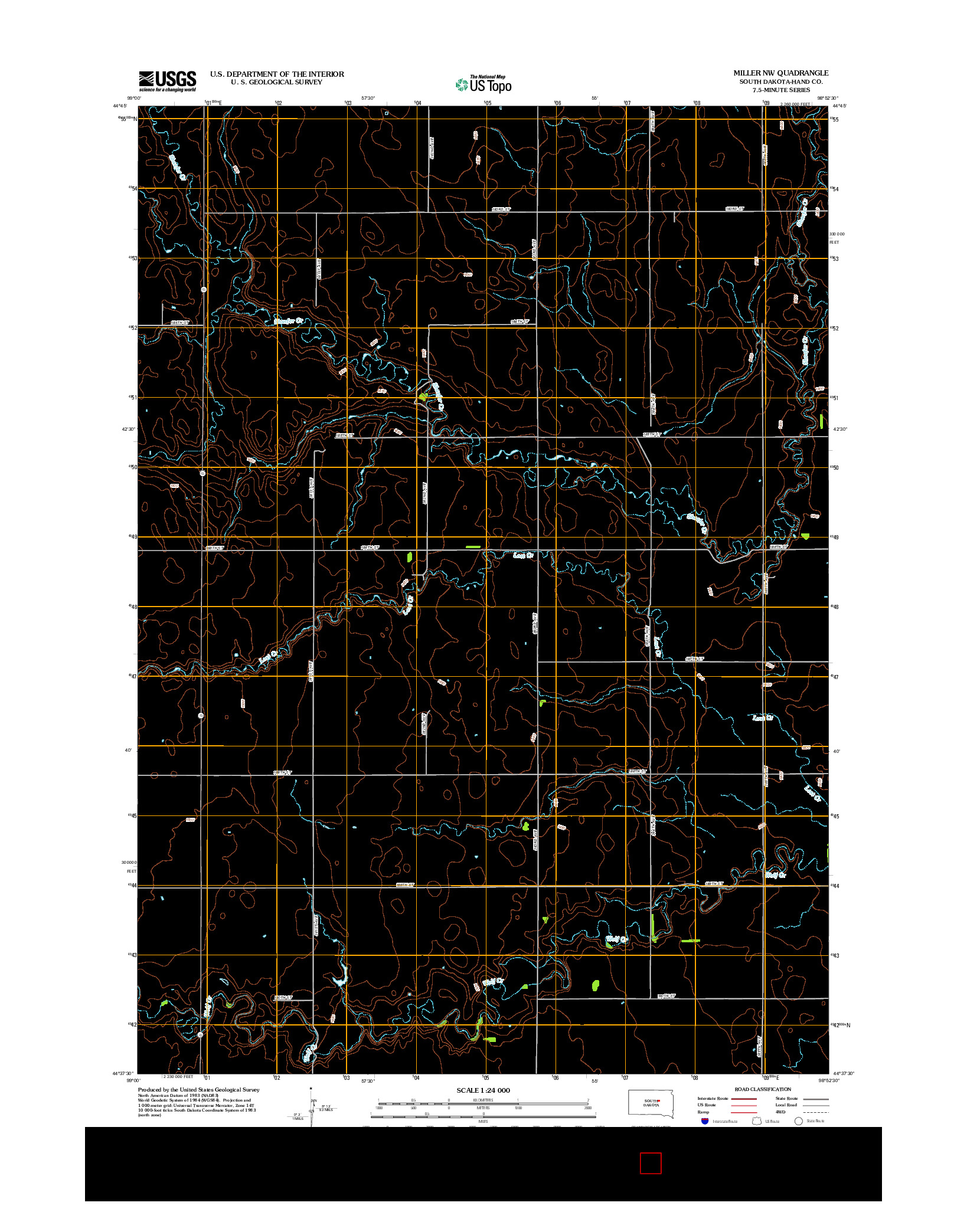 USGS US TOPO 7.5-MINUTE MAP FOR MILLER NW, SD 2012