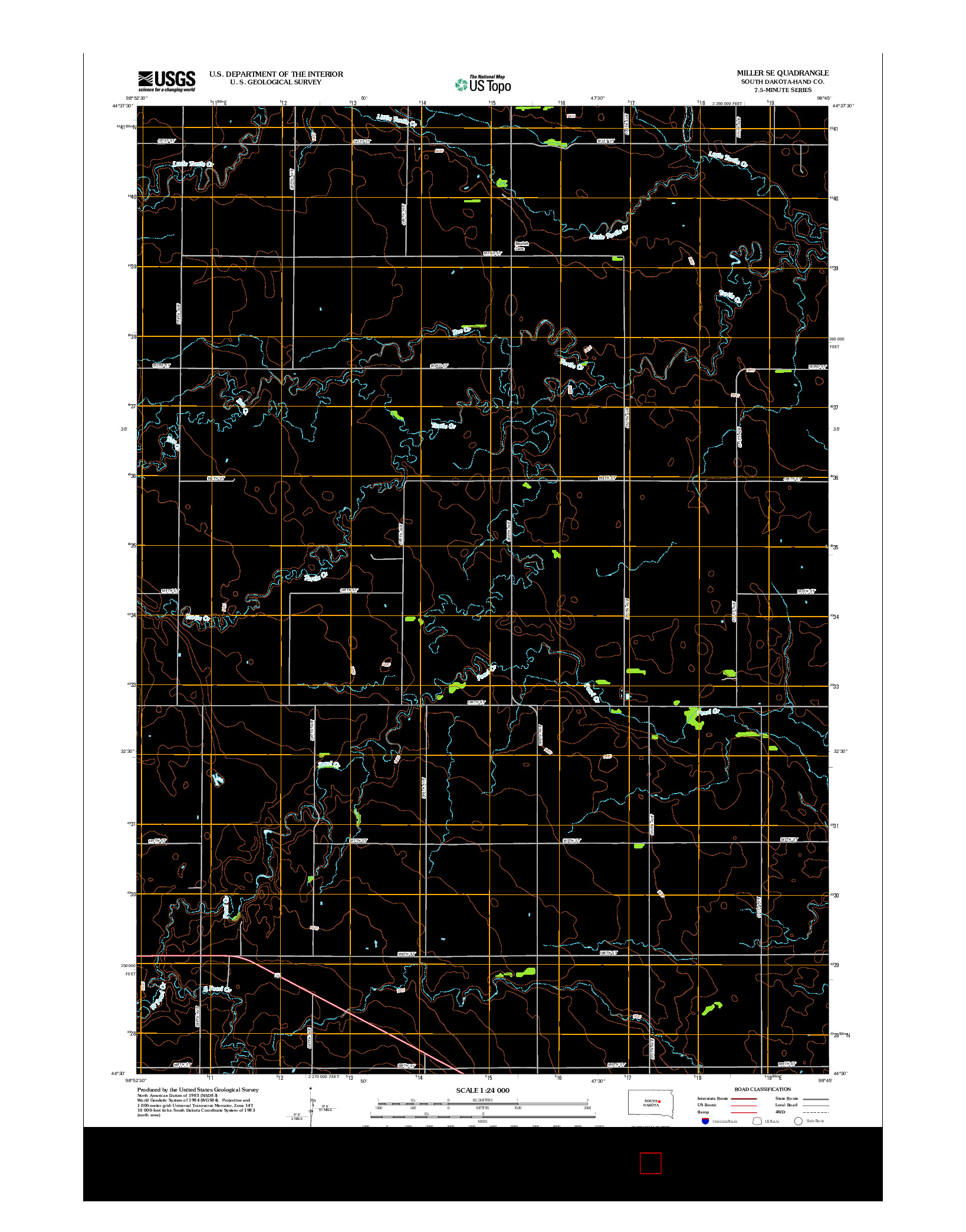 USGS US TOPO 7.5-MINUTE MAP FOR MILLER SE, SD 2012