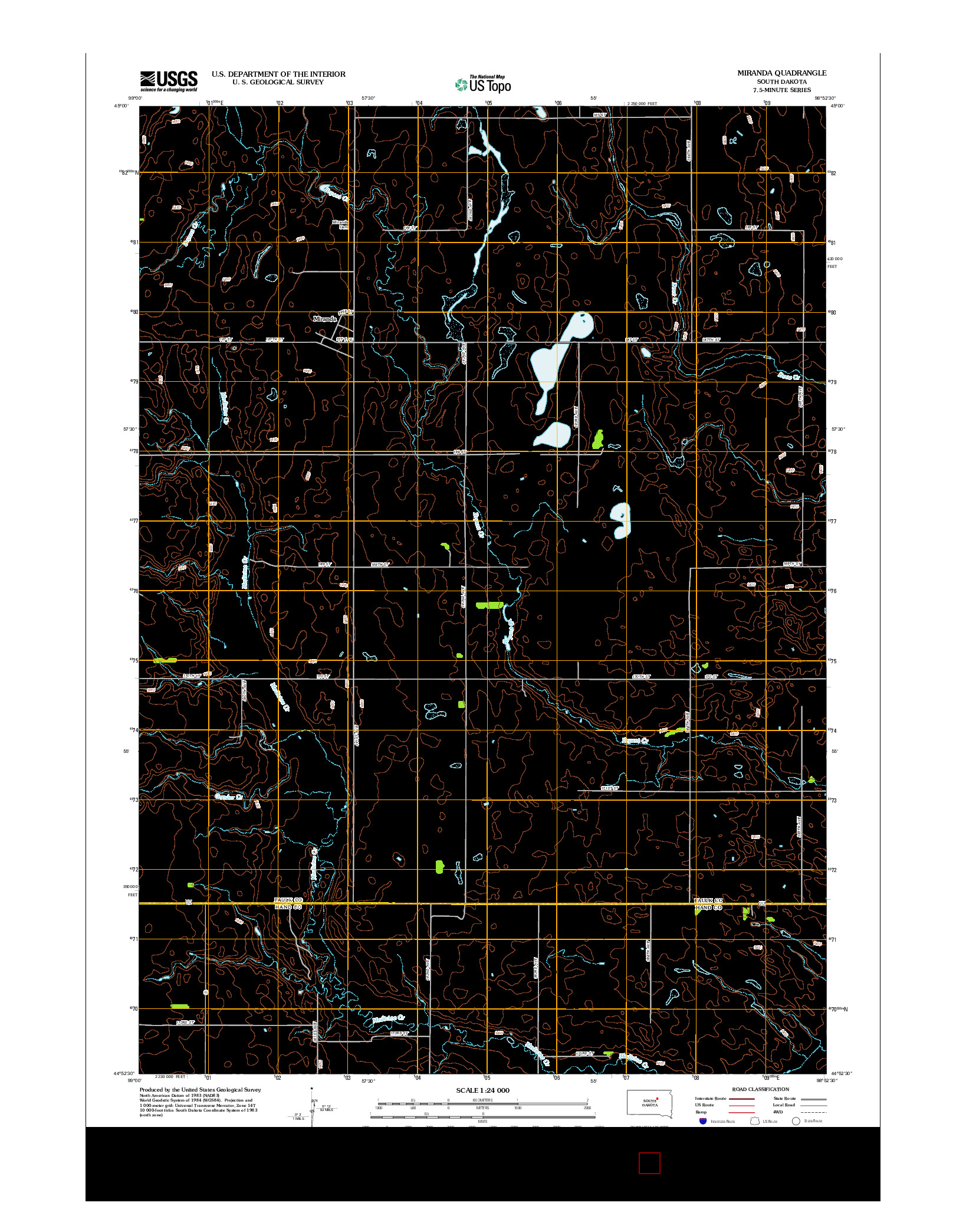USGS US TOPO 7.5-MINUTE MAP FOR MIRANDA, SD 2012