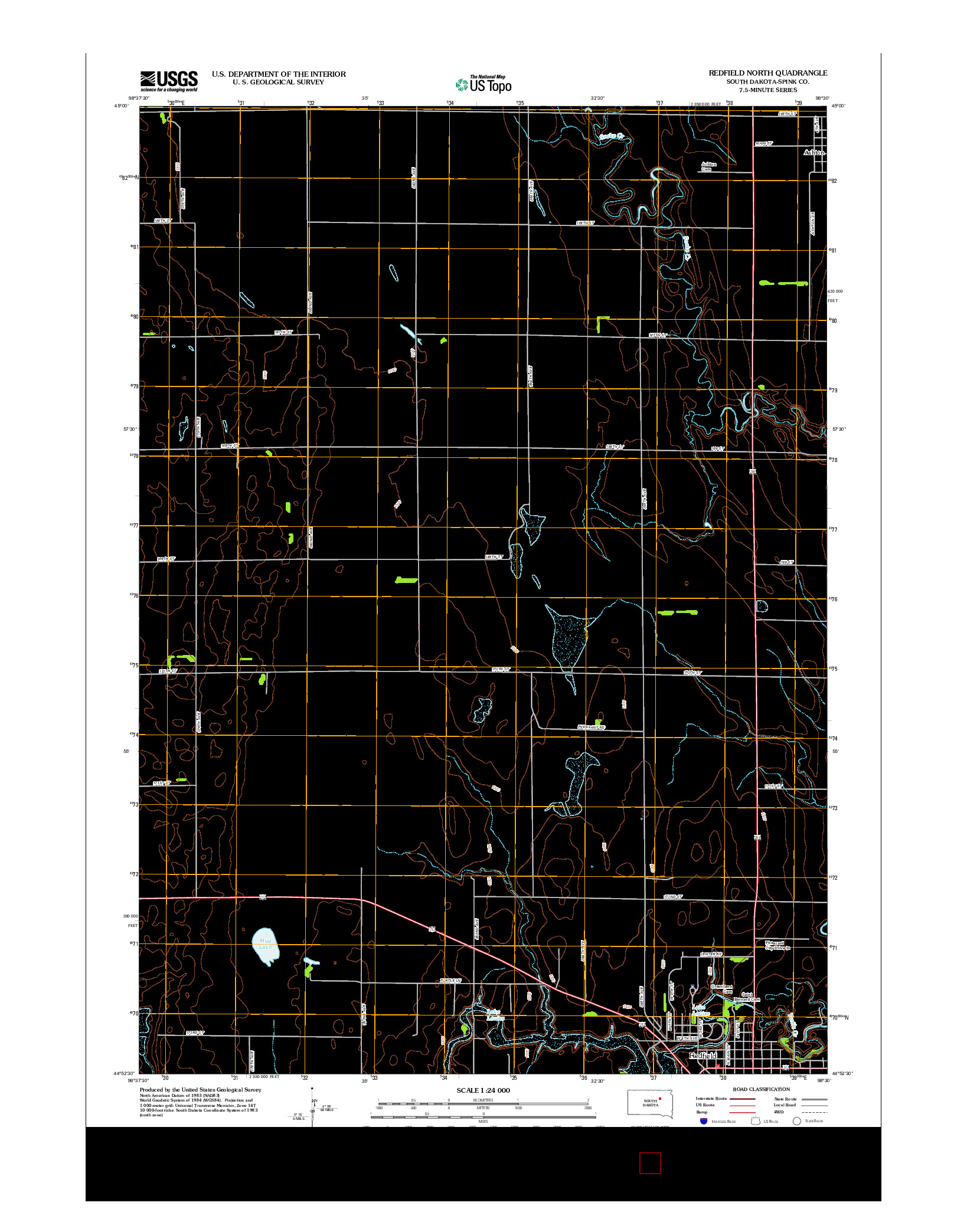 USGS US TOPO 7.5-MINUTE MAP FOR REDFIELD NORTH, SD 2012