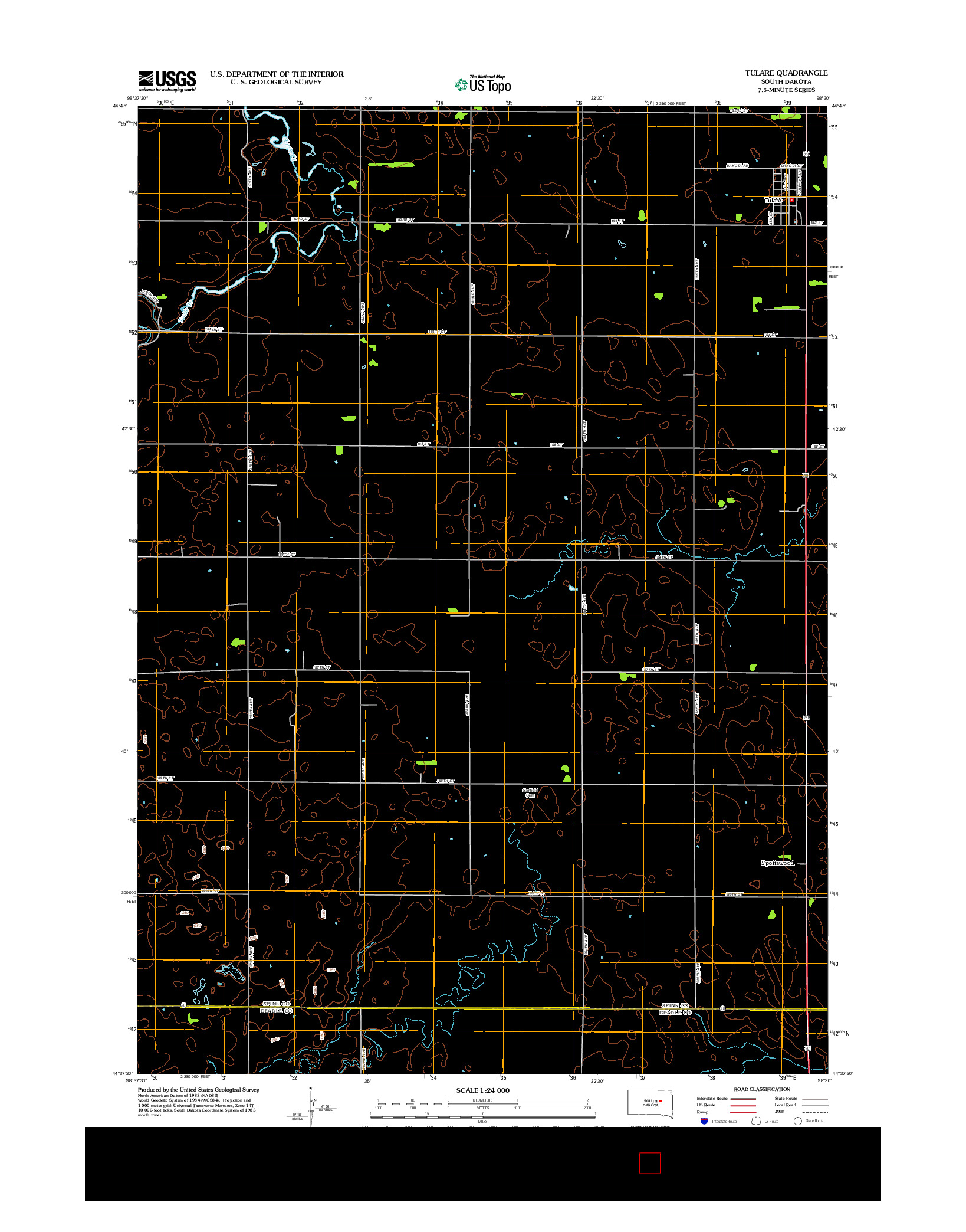 USGS US TOPO 7.5-MINUTE MAP FOR TULARE, SD 2012