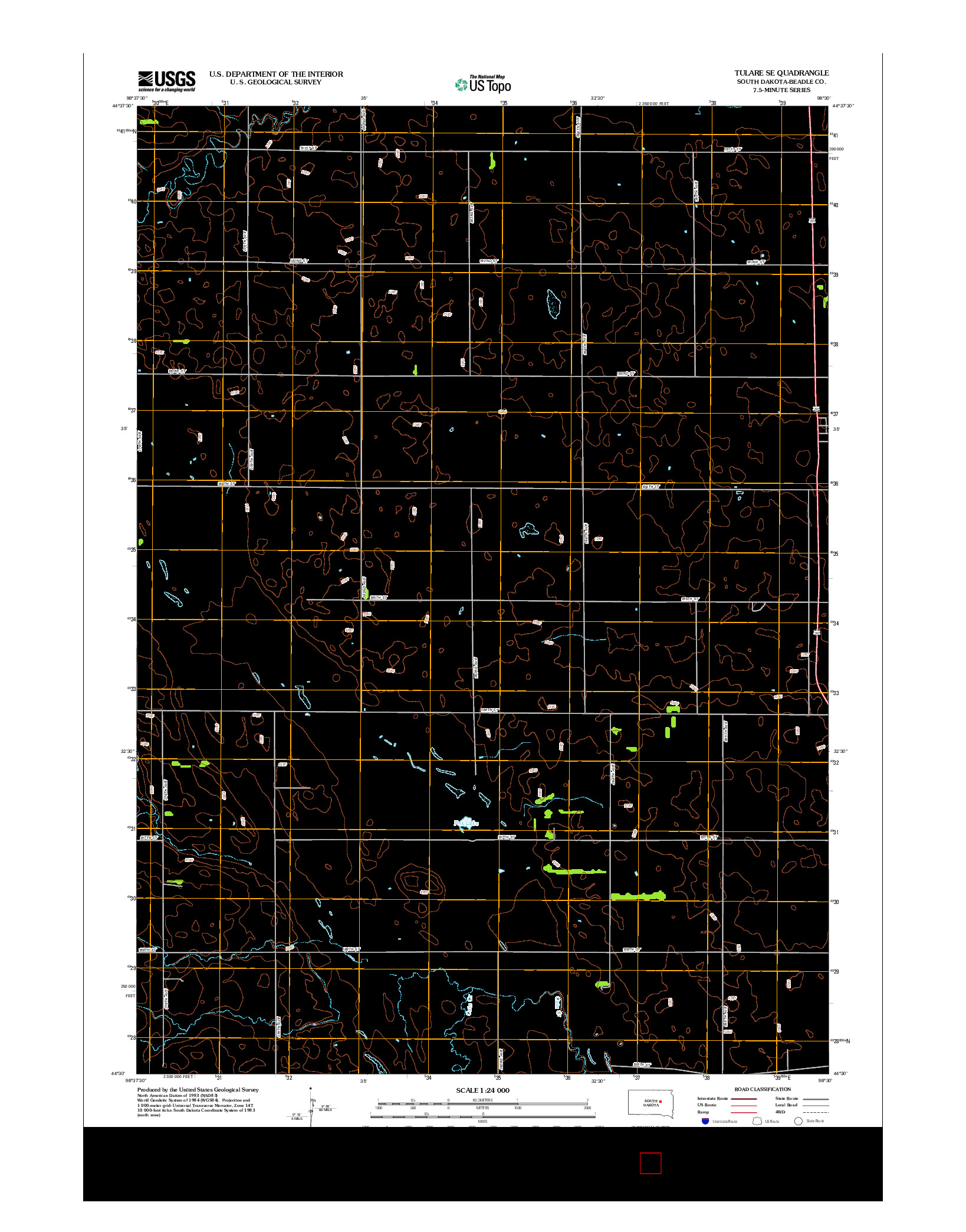 USGS US TOPO 7.5-MINUTE MAP FOR TULARE SE, SD 2012