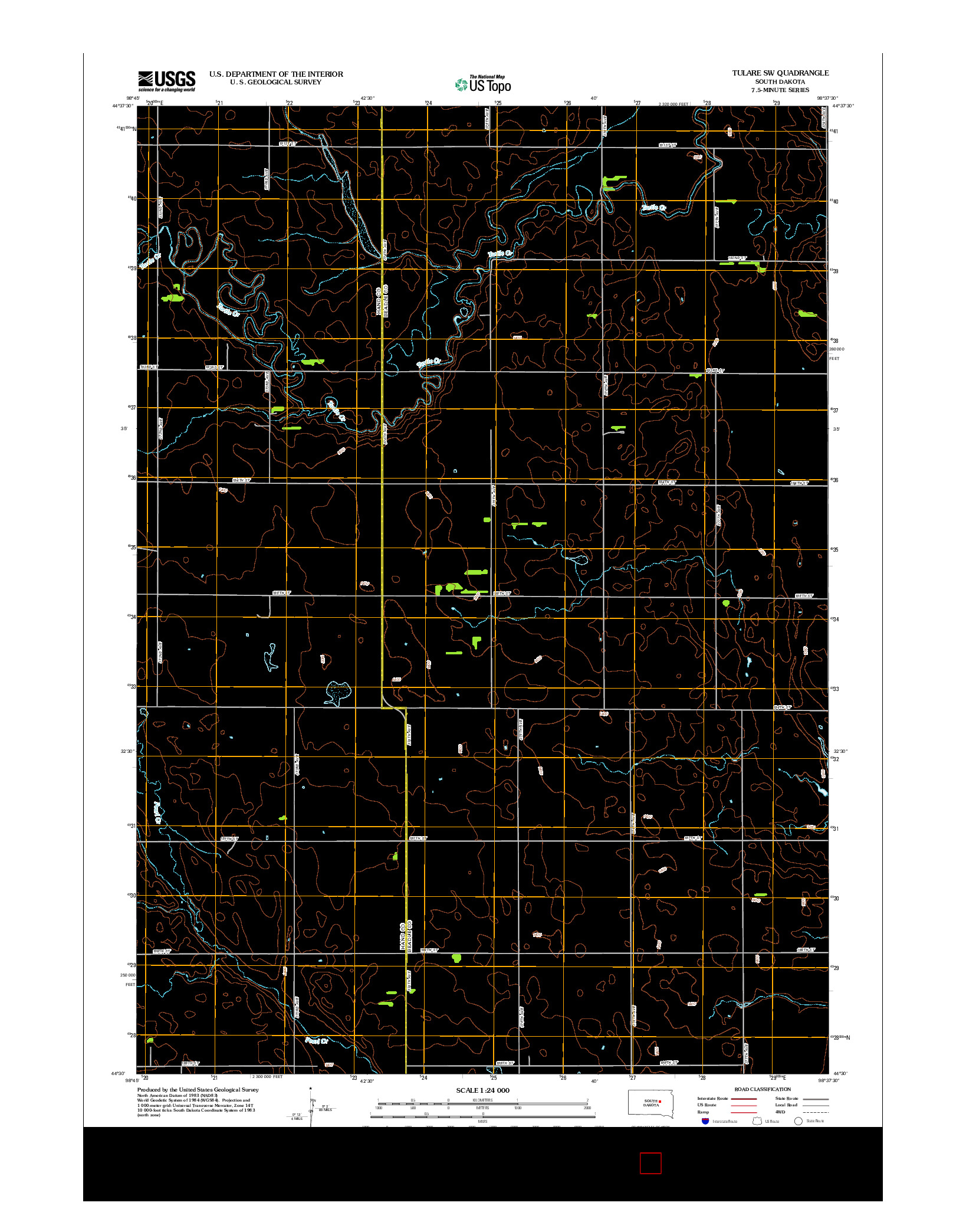 USGS US TOPO 7.5-MINUTE MAP FOR TULARE SW, SD 2012