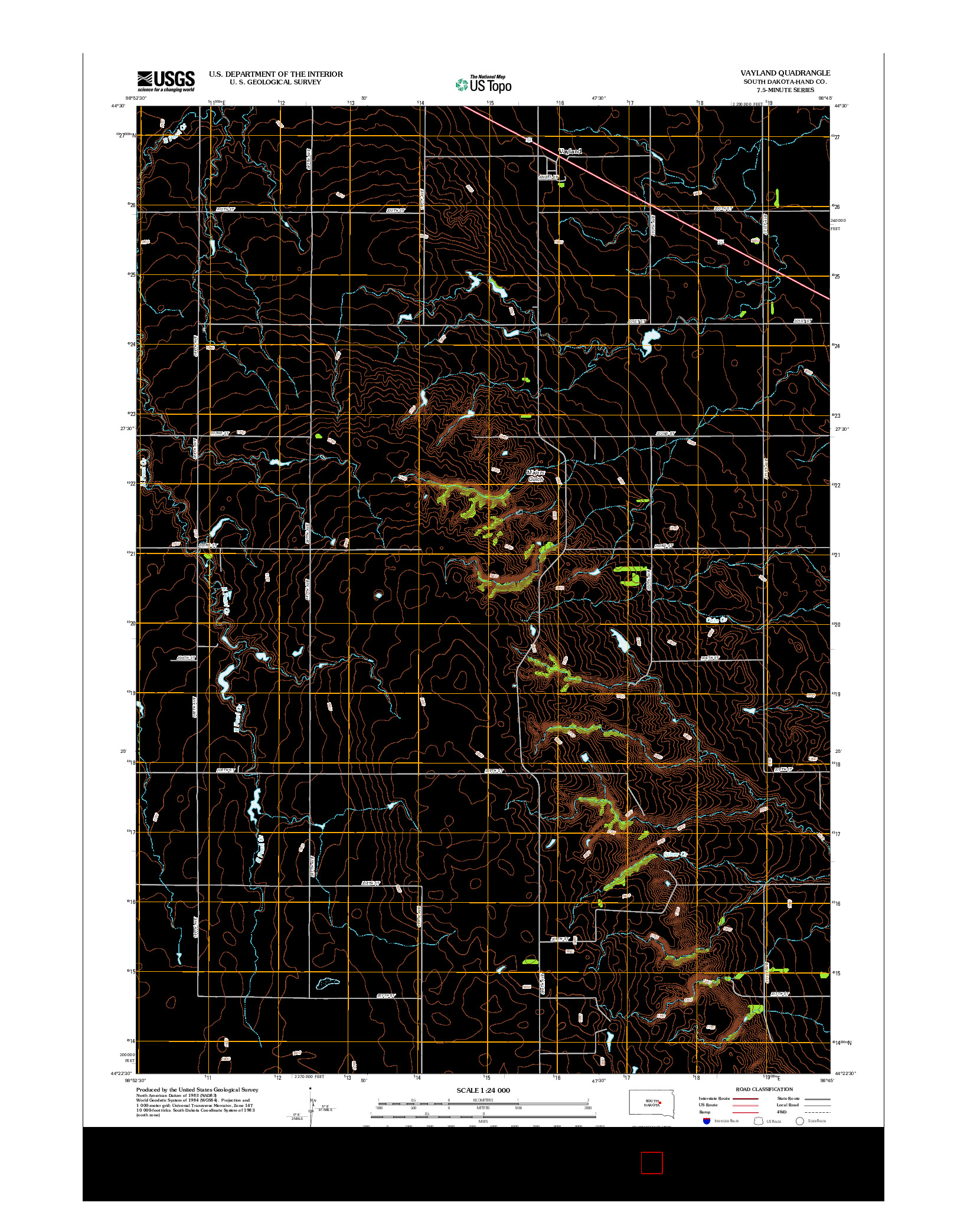 USGS US TOPO 7.5-MINUTE MAP FOR VAYLAND, SD 2012