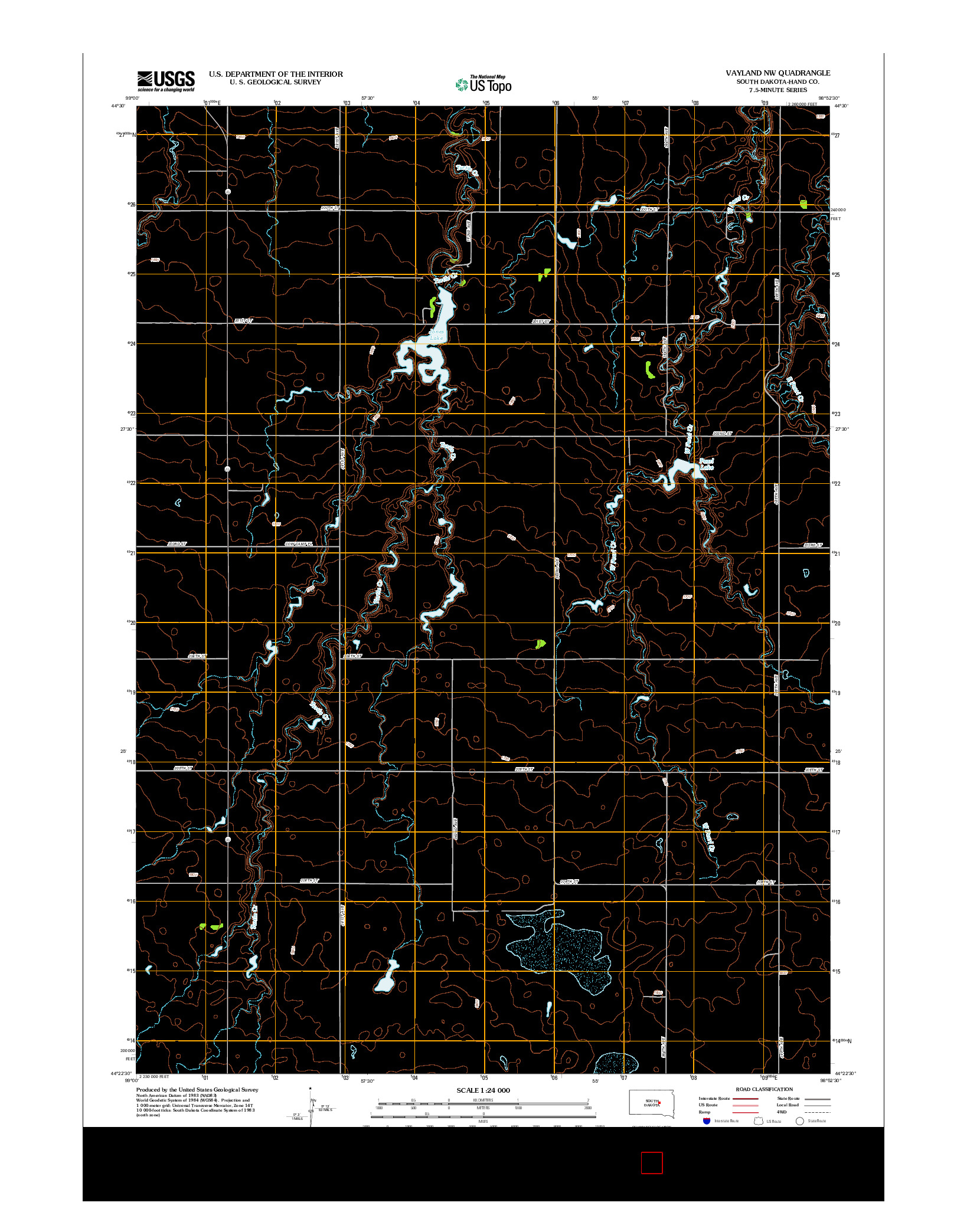 USGS US TOPO 7.5-MINUTE MAP FOR VAYLAND NW, SD 2012