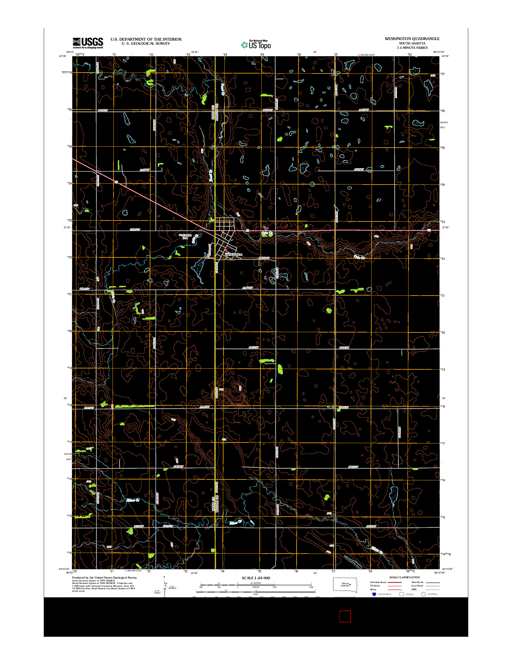 USGS US TOPO 7.5-MINUTE MAP FOR WESSINGTON, SD 2012