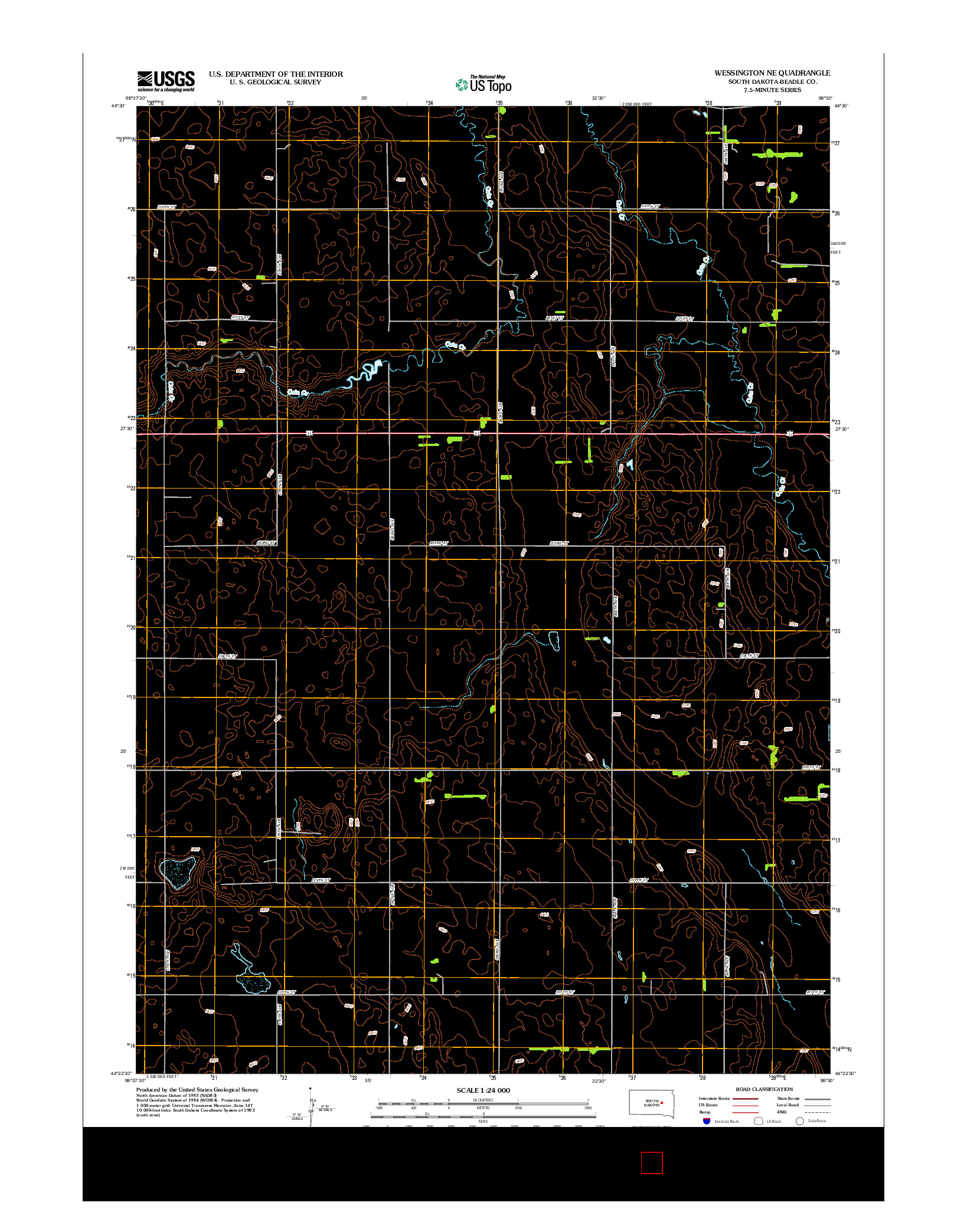 USGS US TOPO 7.5-MINUTE MAP FOR WESSINGTON NE, SD 2012
