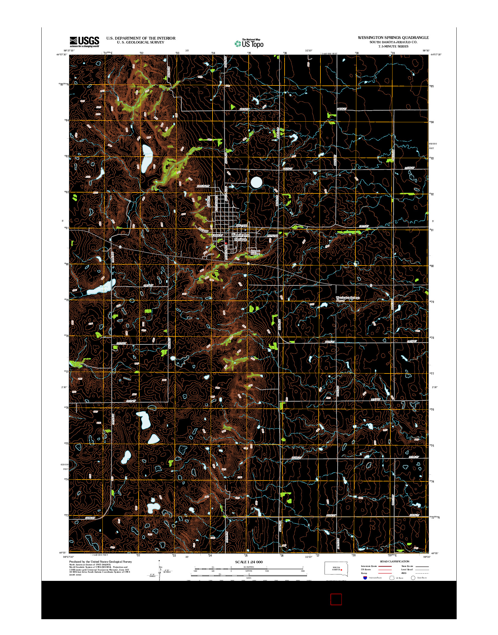 USGS US TOPO 7.5-MINUTE MAP FOR WESSINGTON SPRINGS, SD 2012