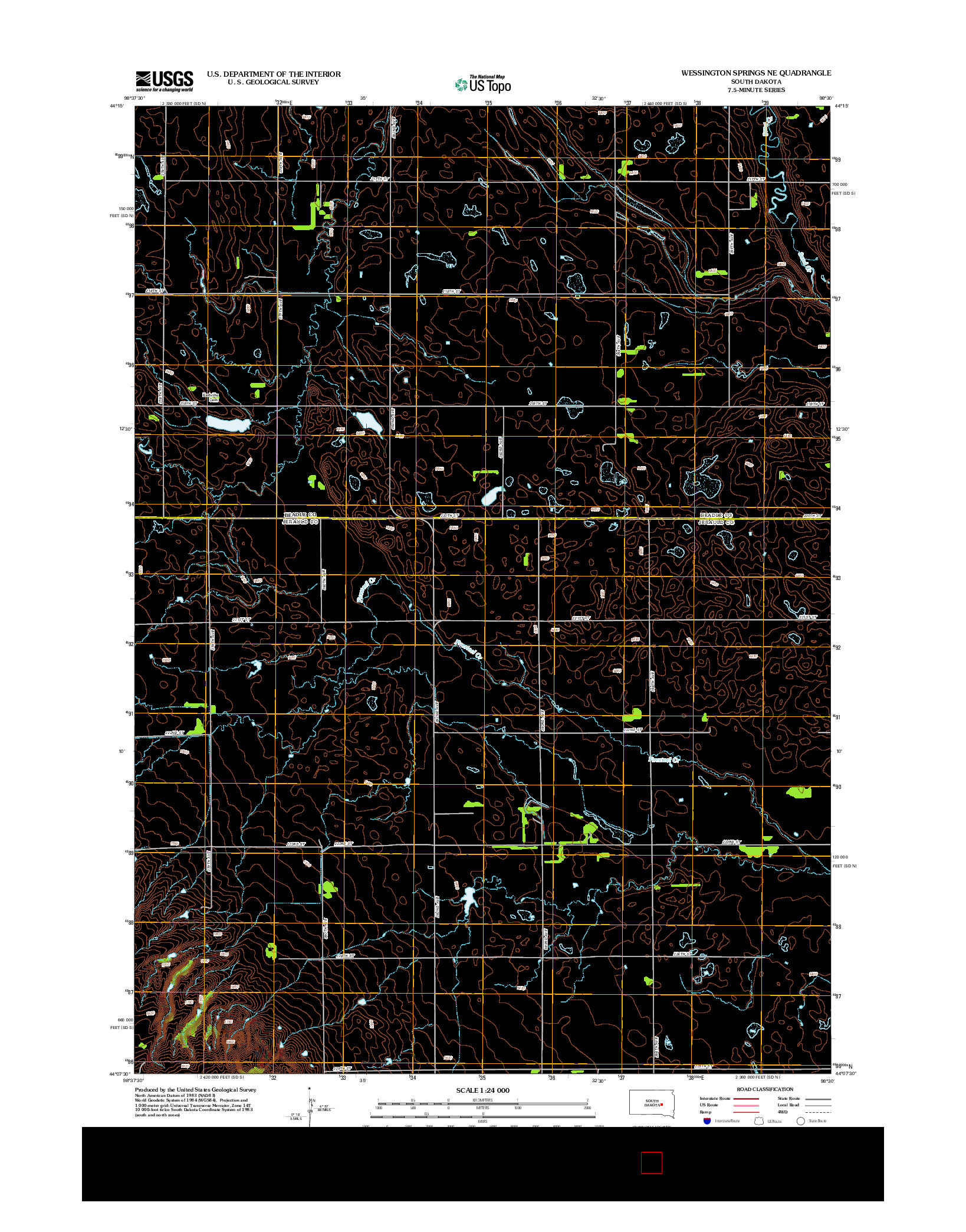 USGS US TOPO 7.5-MINUTE MAP FOR WESSINGTON SPRINGS NE, SD 2012