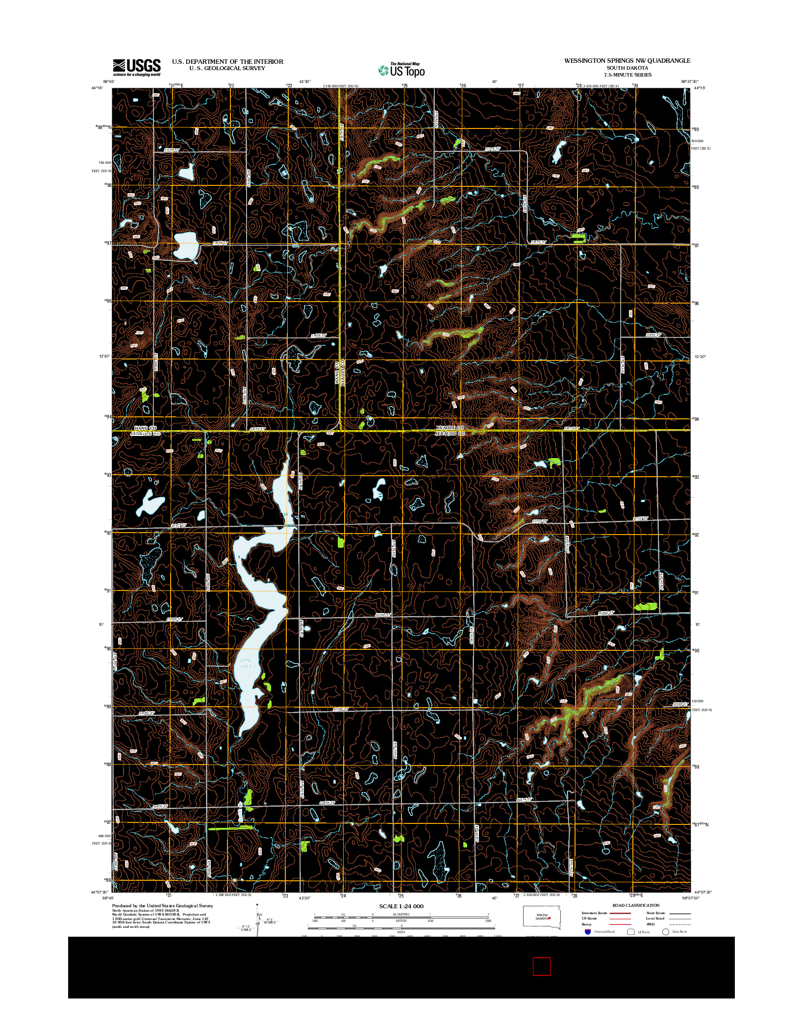 USGS US TOPO 7.5-MINUTE MAP FOR WESSINGTON SPRINGS NW, SD 2012