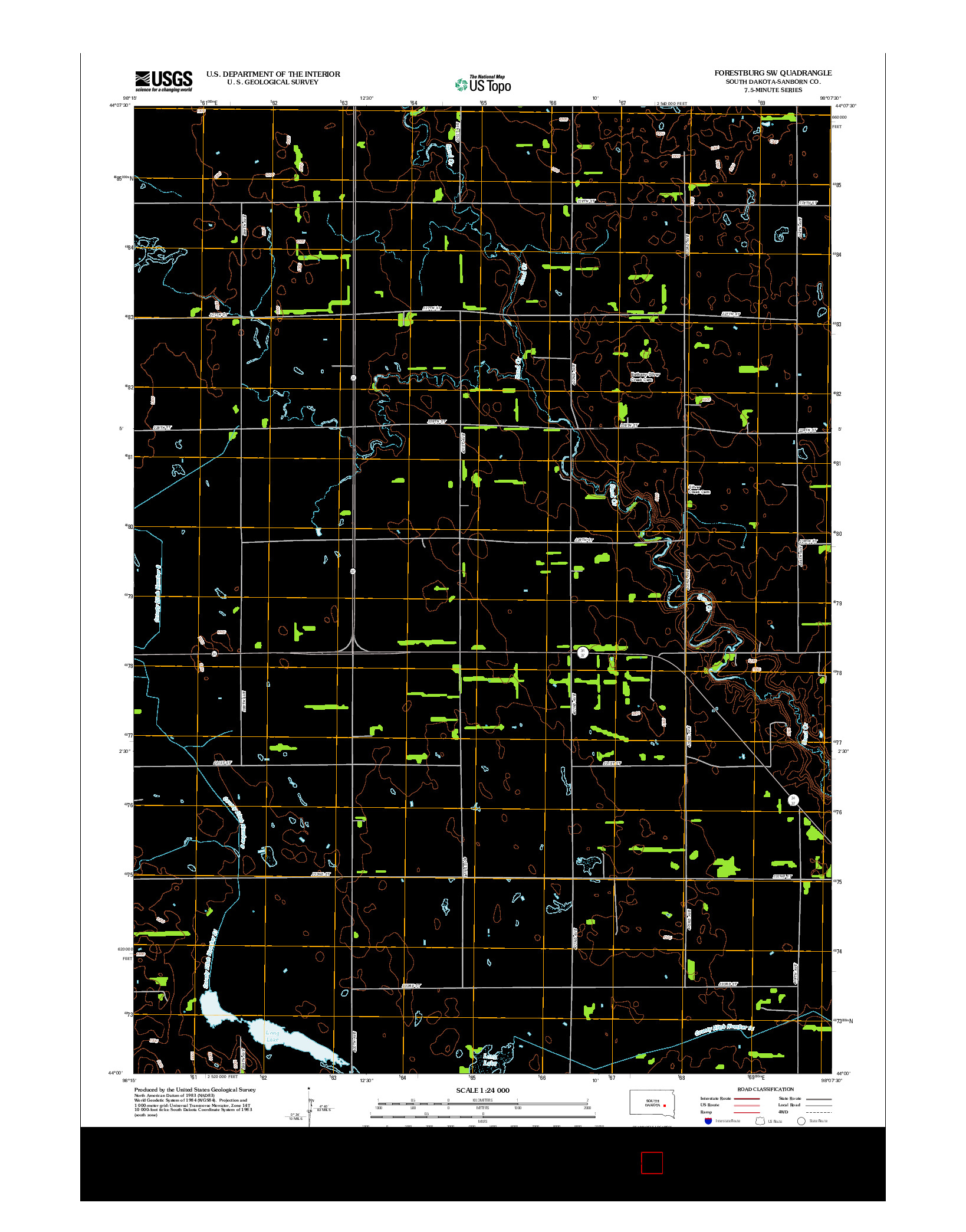 USGS US TOPO 7.5-MINUTE MAP FOR FORESTBURG SW, SD 2012