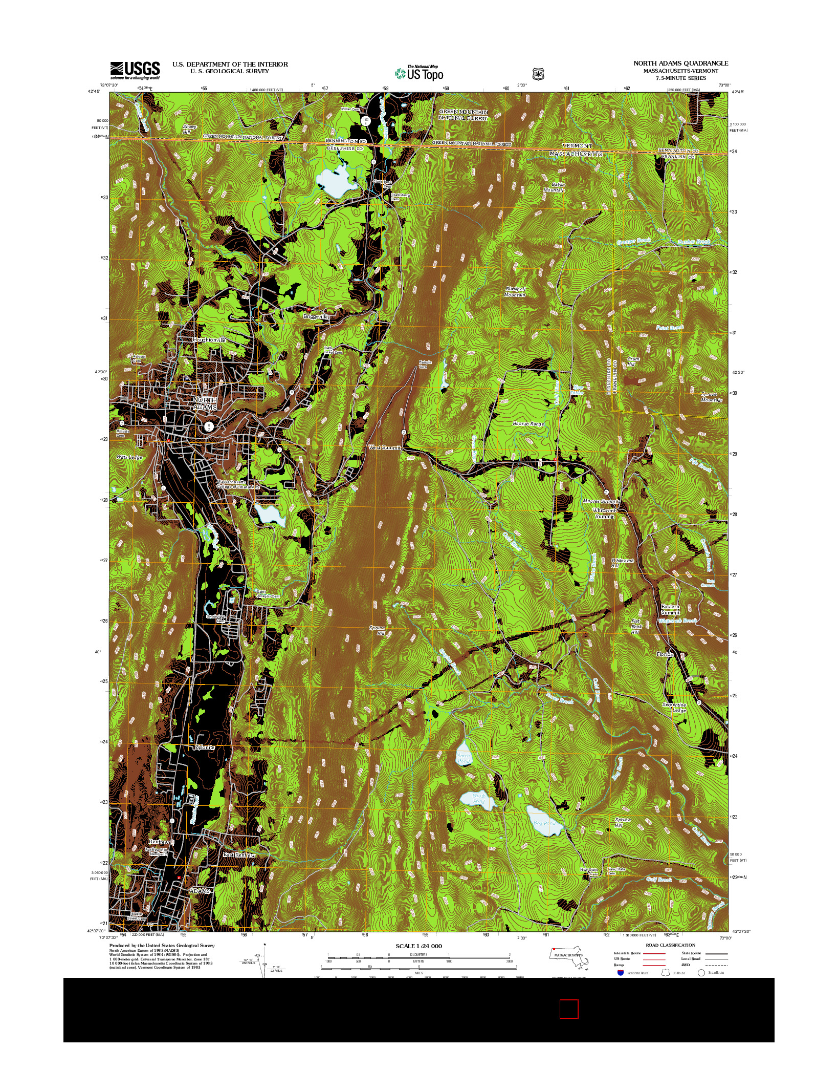 USGS US TOPO 7.5-MINUTE MAP FOR NORTH ADAMS, MA-VT 2012
