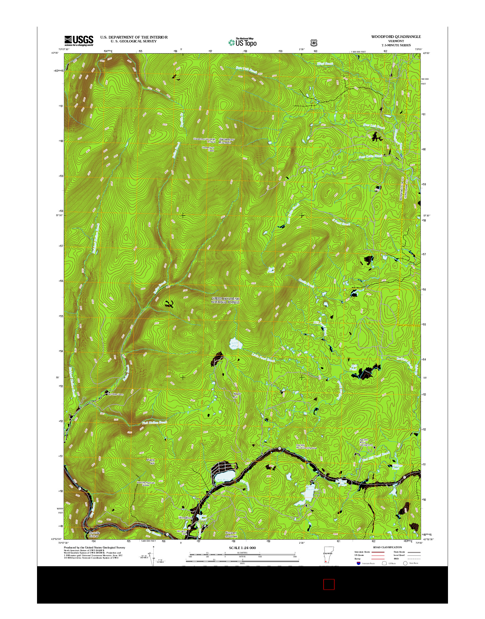 USGS US TOPO 7.5-MINUTE MAP FOR WOODFORD, VT 2012